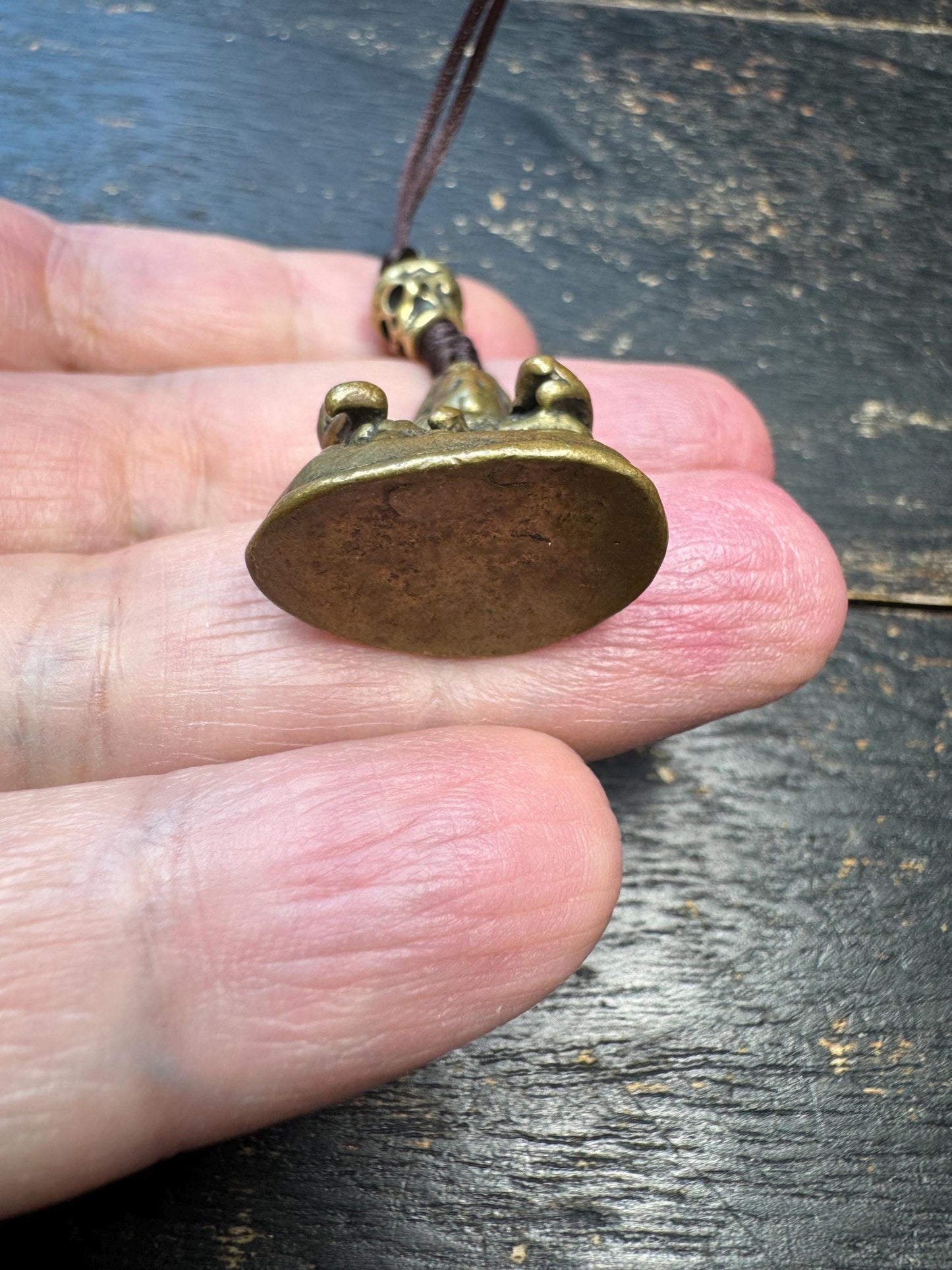 Yellow Jambhala Pendant – Tibetan Style Wealth Deity Amulet – Brass Prosperity Talisman with Skull Bead – Spiritual Necklace