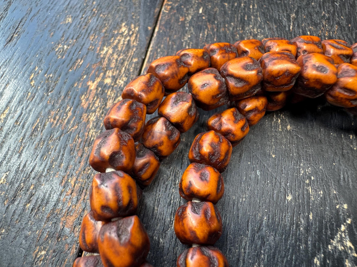 108 Passion Seed Bodhi (Baixiangzi) Mala Necklace – Aged Patina 8–8.5mm Beads – 30” Meditation Prayer Beads – Natural Bodhi Mala