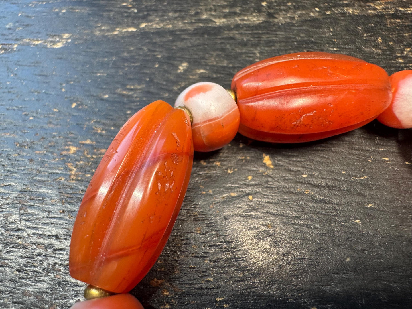 Natural Nanhong Agate Bracelet – Large Barrel Beads, Warm Red Carnelian Tones, Statement Stretch Bracelet, Artisan Jewelry