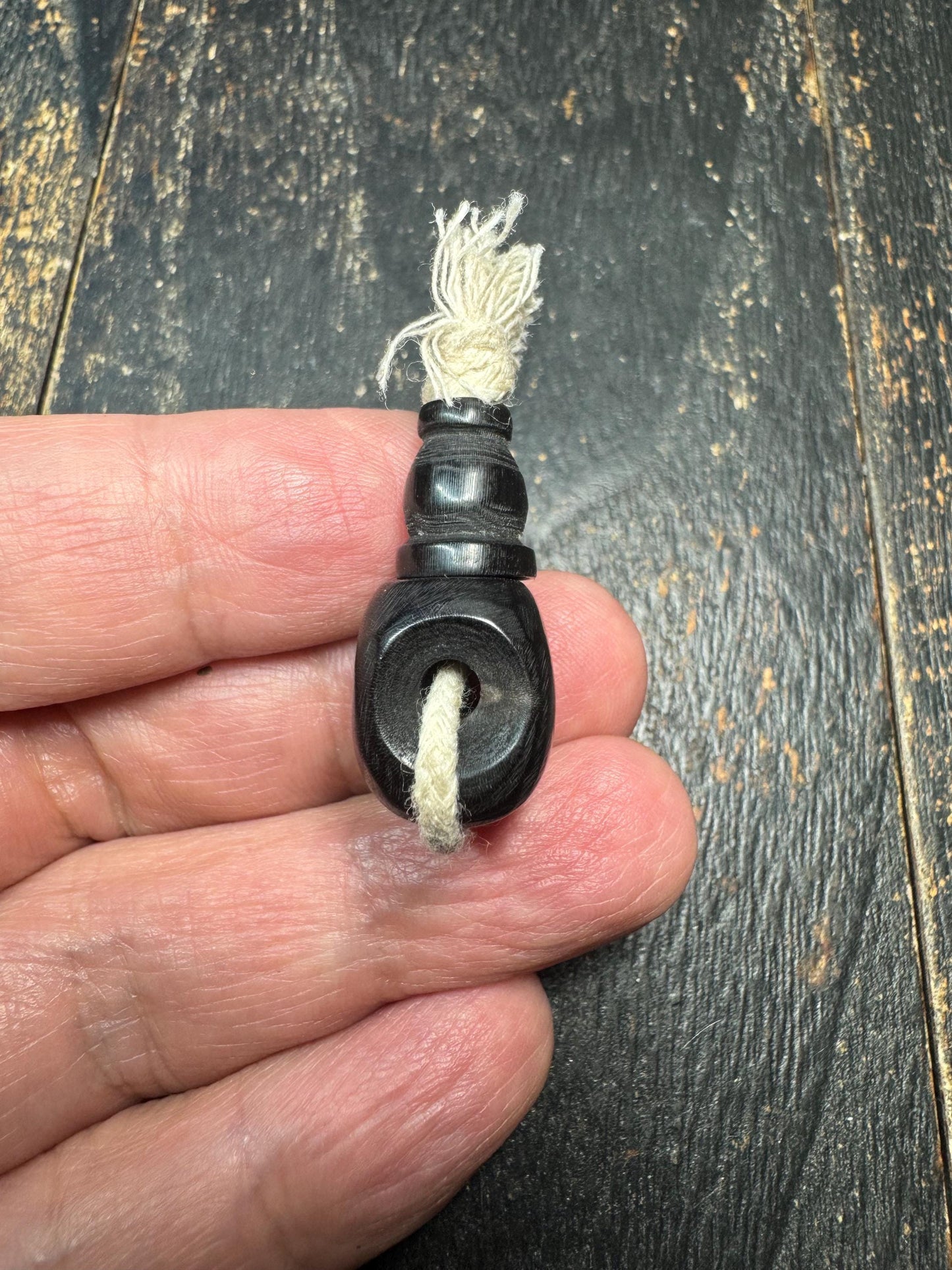 Hand Carved Black Ox Horn Guru Bead – Tibetan Style Mala Center Bead – Natural Horn Buddhist Jewelry Supply