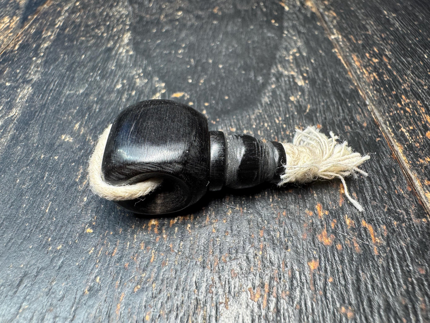 Hand Carved Black Ox Horn Guru Bead – Tibetan Style Mala Center Bead – Natural Horn Buddhist Jewelry Supply