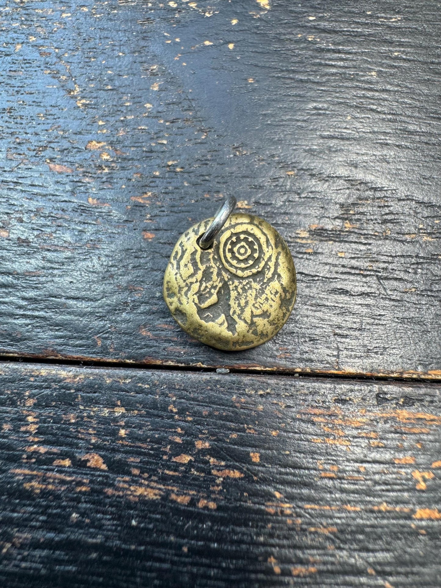 Mini Brass Bull Pendant | Double Sided Himalayan Style Amulet | Tiny Sacred Talisman Charm | Ancient Inspired Tribal Jewelry