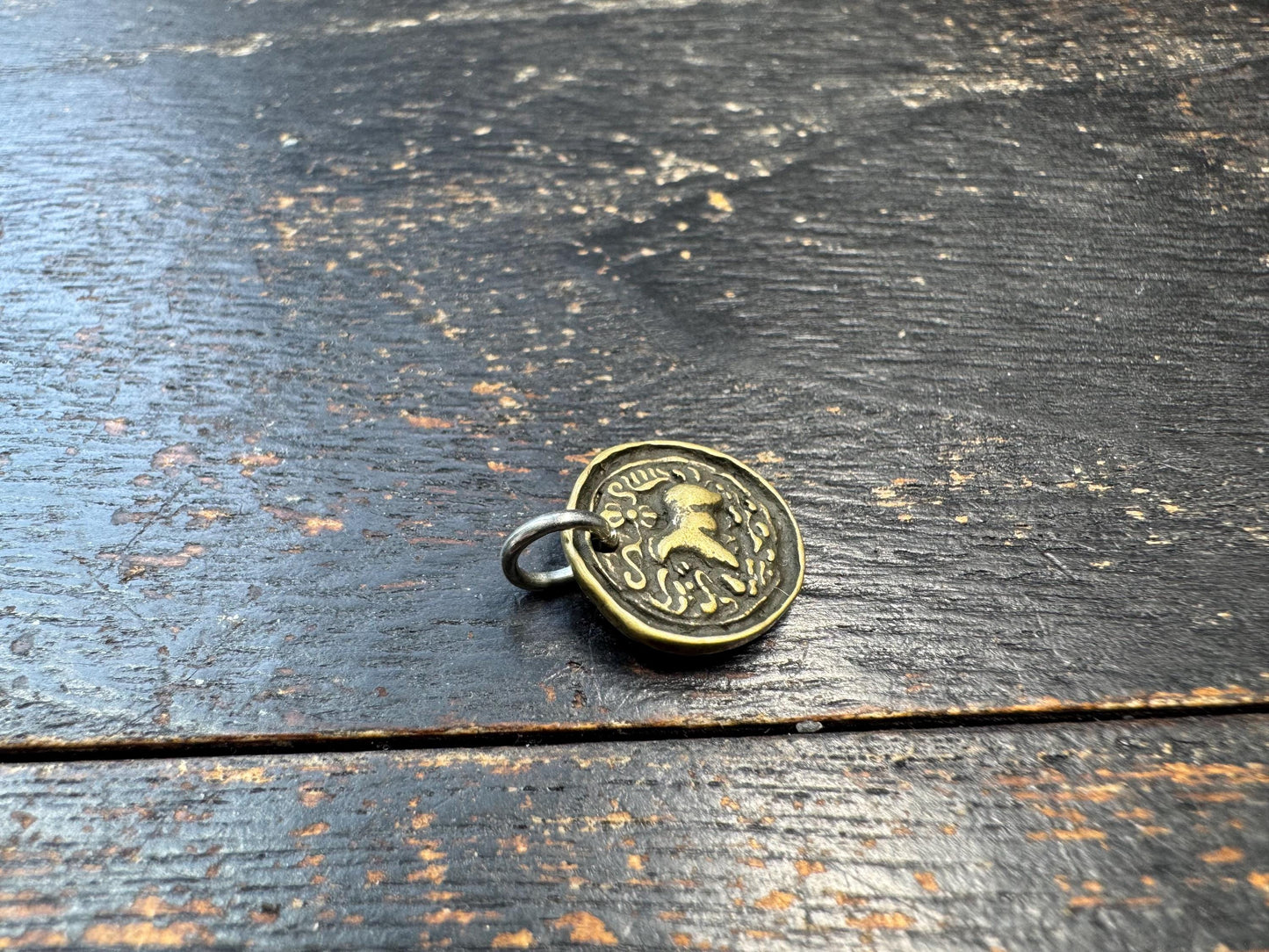 Mini Brass Bull Pendant | Double Sided Himalayan Style Amulet | Tiny Sacred Talisman Charm | Ancient Inspired Tribal Jewelry
