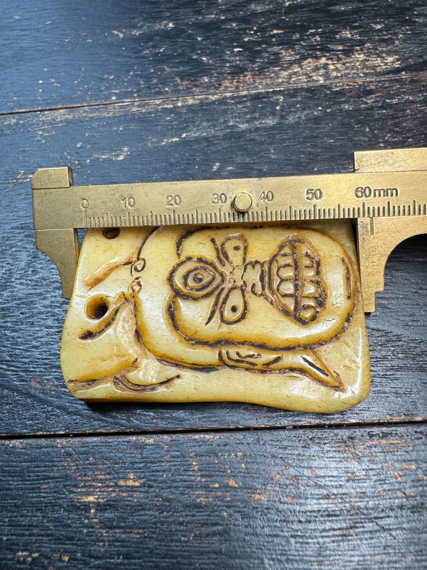 Tibetan Yak Bone Wrathful Deity Amulet – Hand Carved Protector Mask Pendant, Third Eye Talisman, Himalayan Spiritual Jewelry