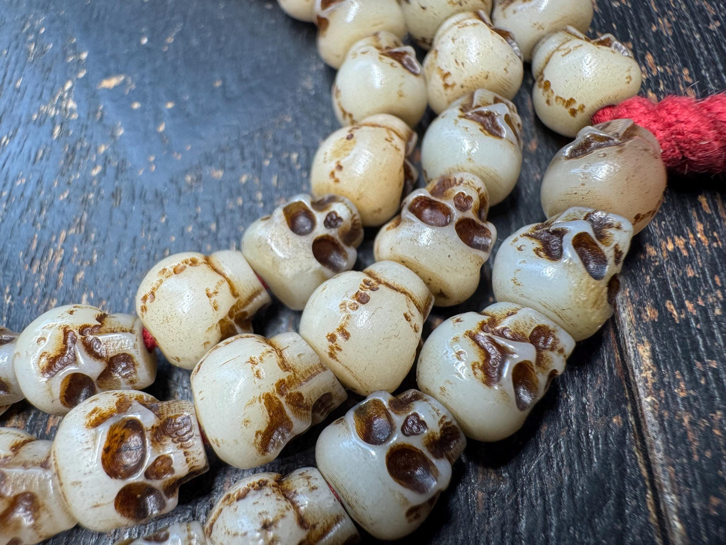 108 Yak Bone Skull Mala Beads Necklace | Tibetan Charnel Ground Style | Hand Carved Bone Mala | Meditation Prayer Beads 36 Inches