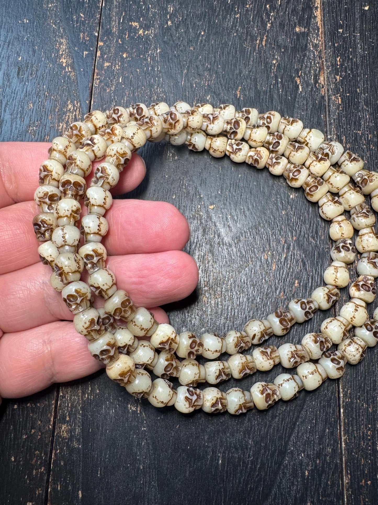 108 Yak Bone Skull Mala Beads Necklace | Tibetan Charnel Ground Style | Hand Carved Bone Mala | Meditation Prayer Beads 36 Inches