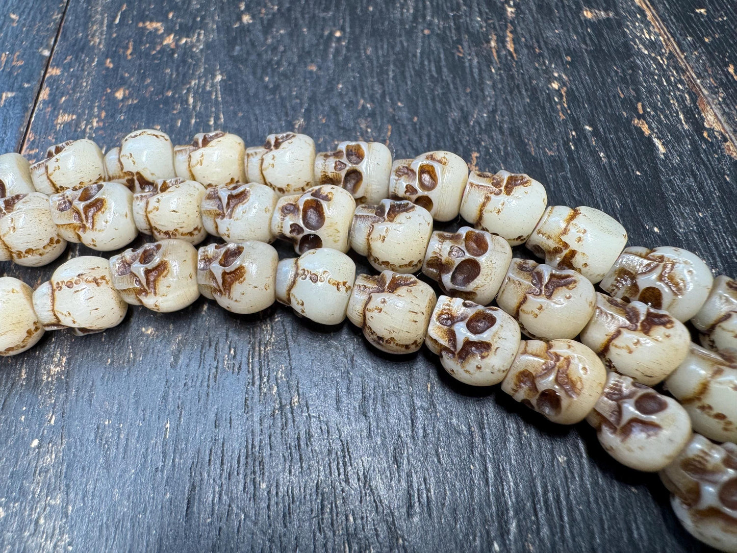 108 Yak Bone Skull Mala Beads Necklace | Tibetan Charnel Ground Style | Hand Carved Bone Mala | Meditation Prayer Beads 36 Inches