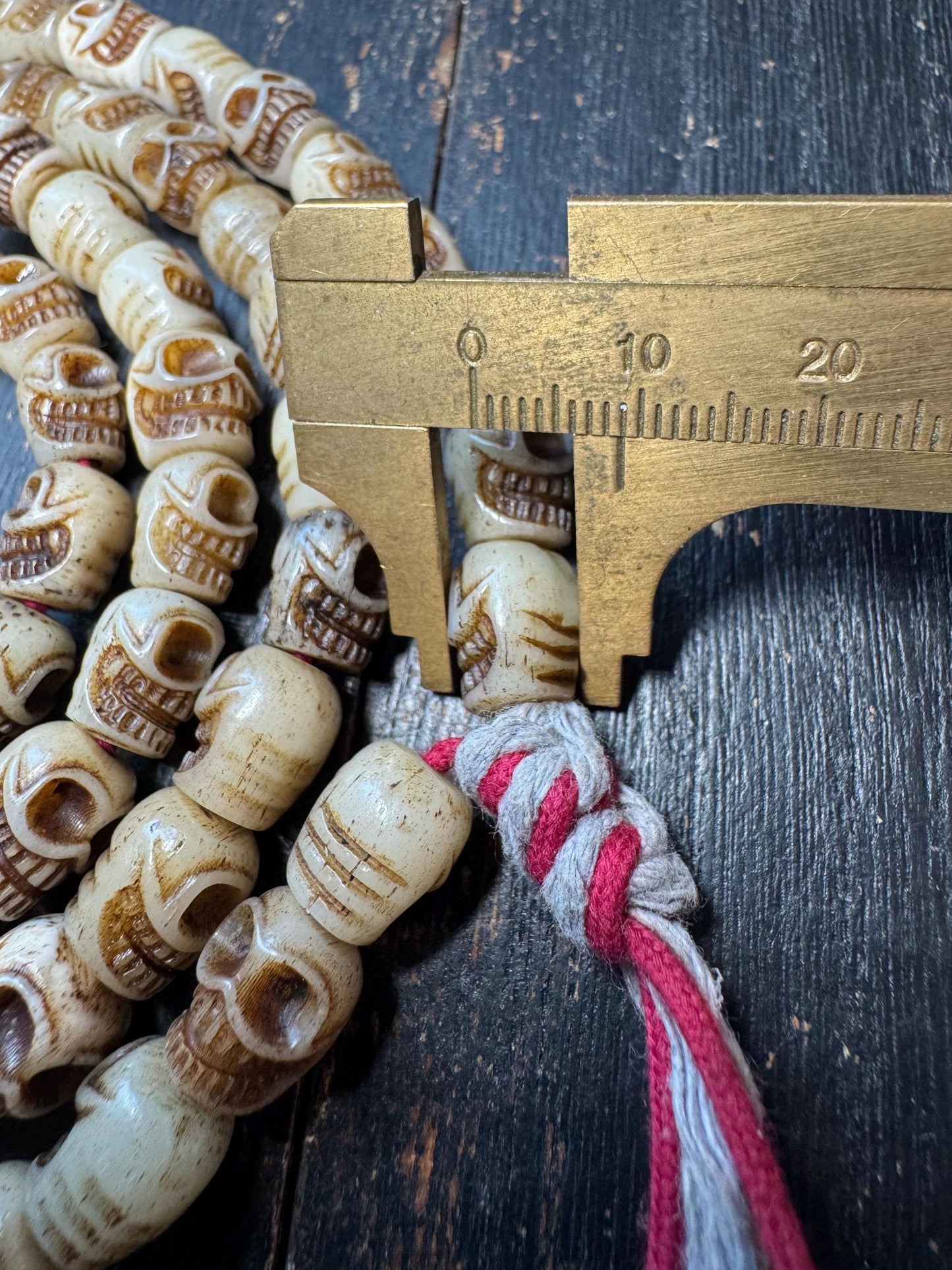 108 Yak Bone Skull Mala Beads Necklace | Hand Carved Tibetan Style Charnel Ground Mala | 9mm Meditation Prayer Beads 47 Inches