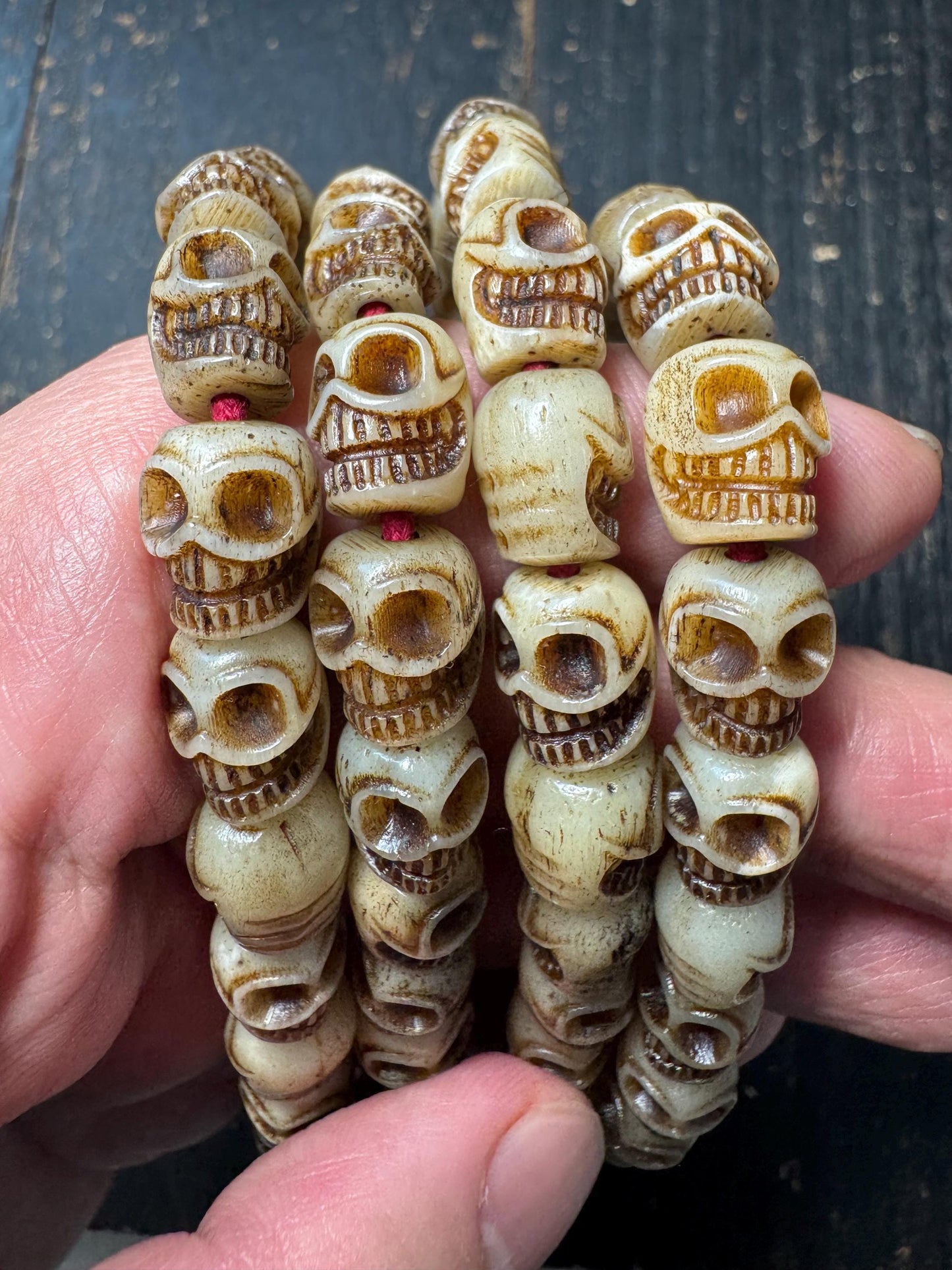 108 Yak Bone Skull Mala Beads Necklace | Hand Carved Tibetan Style Charnel Ground Mala | 9mm Meditation Prayer Beads 47 Inches