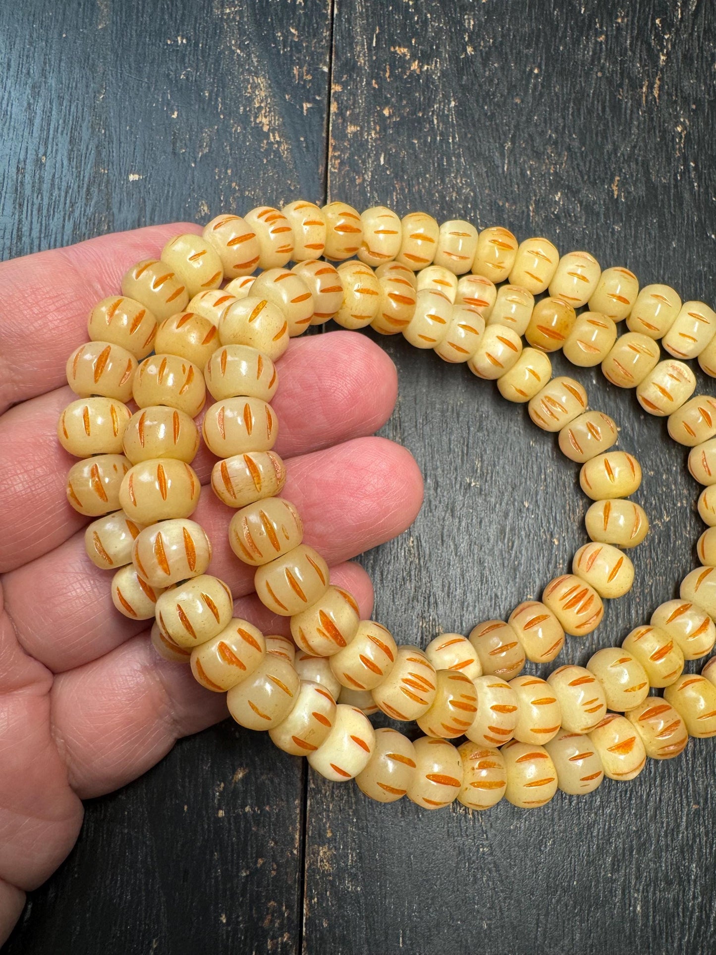 108 Yak Bone Mala Beads Necklace | Hand Carved Tibetan Style Prayer Beads | 11mm Meditation Mala 33 Inches