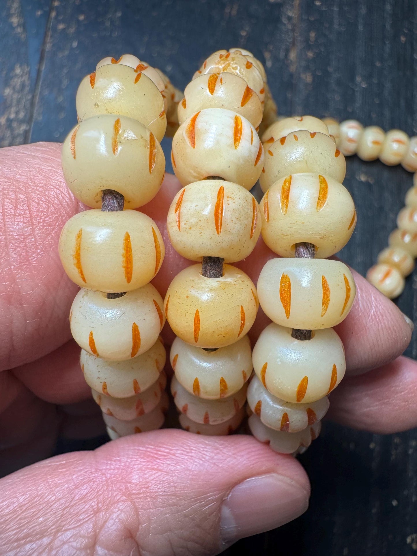108 Yak Bone Mala Beads Necklace | Hand Carved Tibetan Style Prayer Beads | 11mm Meditation Mala 33 Inches