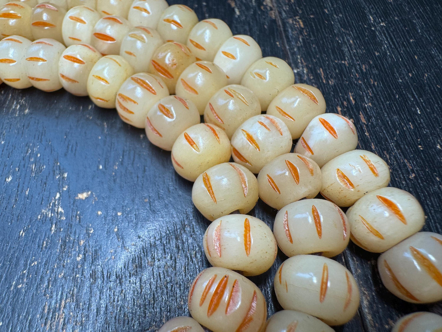 108 Yak Bone Mala Beads Necklace | Hand Carved Tibetan Style Prayer Beads | 11mm Meditation Mala 33 Inches
