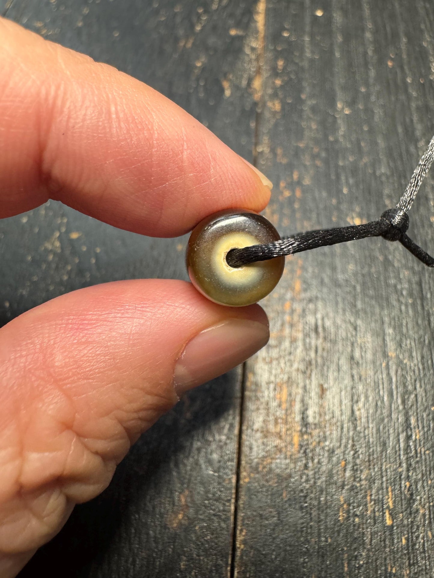 Striped Agate Dzi Style Bead Pendant | Tibetan Inspired Amulet | Brown & Ivory Banded Barrel Bead | Vintage Look Jewelry Supply
