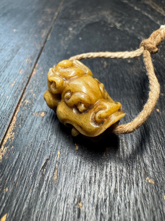 Hand Carved Yak Bone Dragon Bead | Tibetan Style Connector Bead | Two Hole Mala Spacer | Himalayan Jewelry Supply