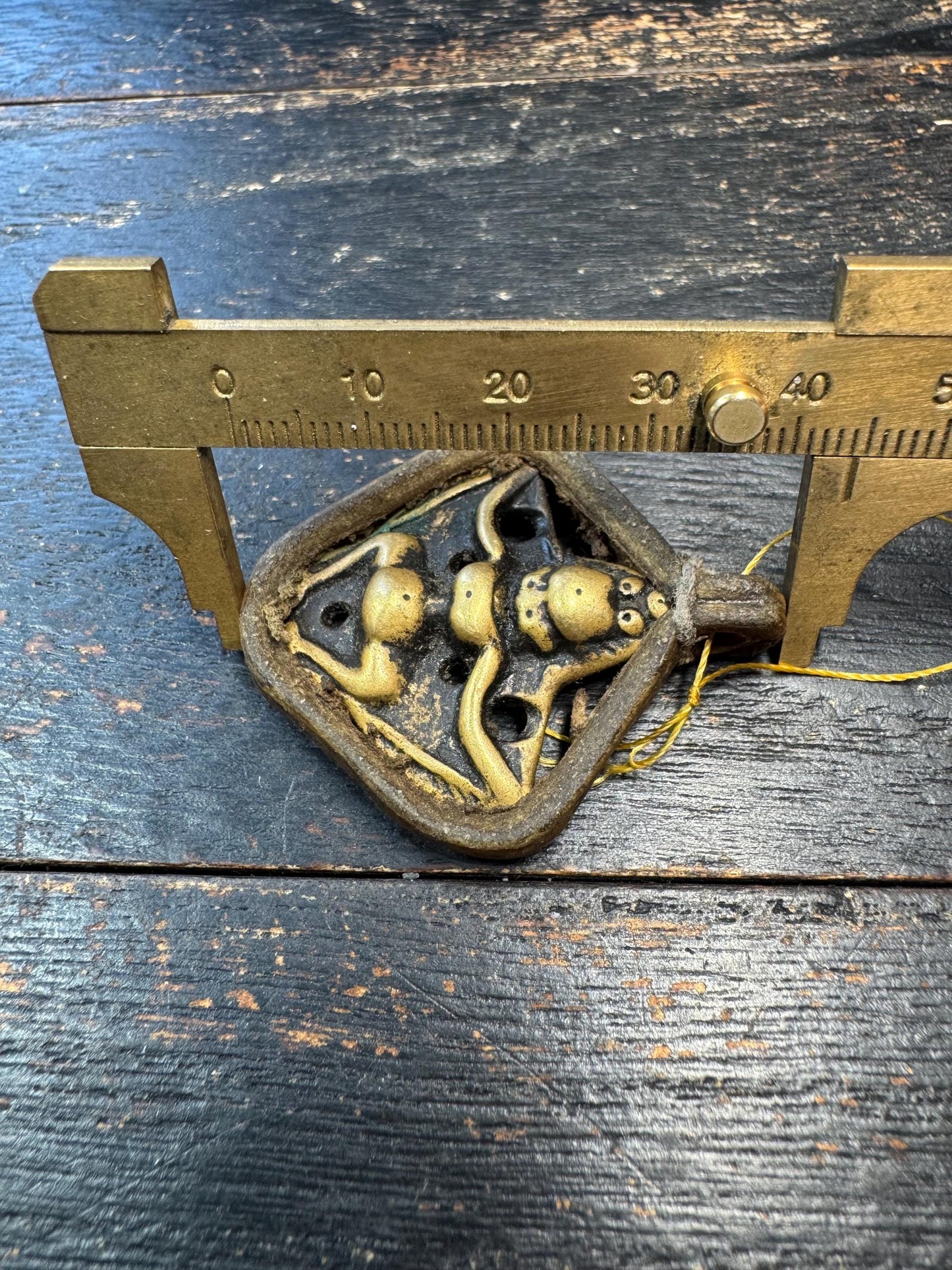 Antique Tibetan Garuda Amulet Pendant – Brass & Leather Protective Talisman, Himalayan Bird Deity Charm, Vintage Ritual Pendant