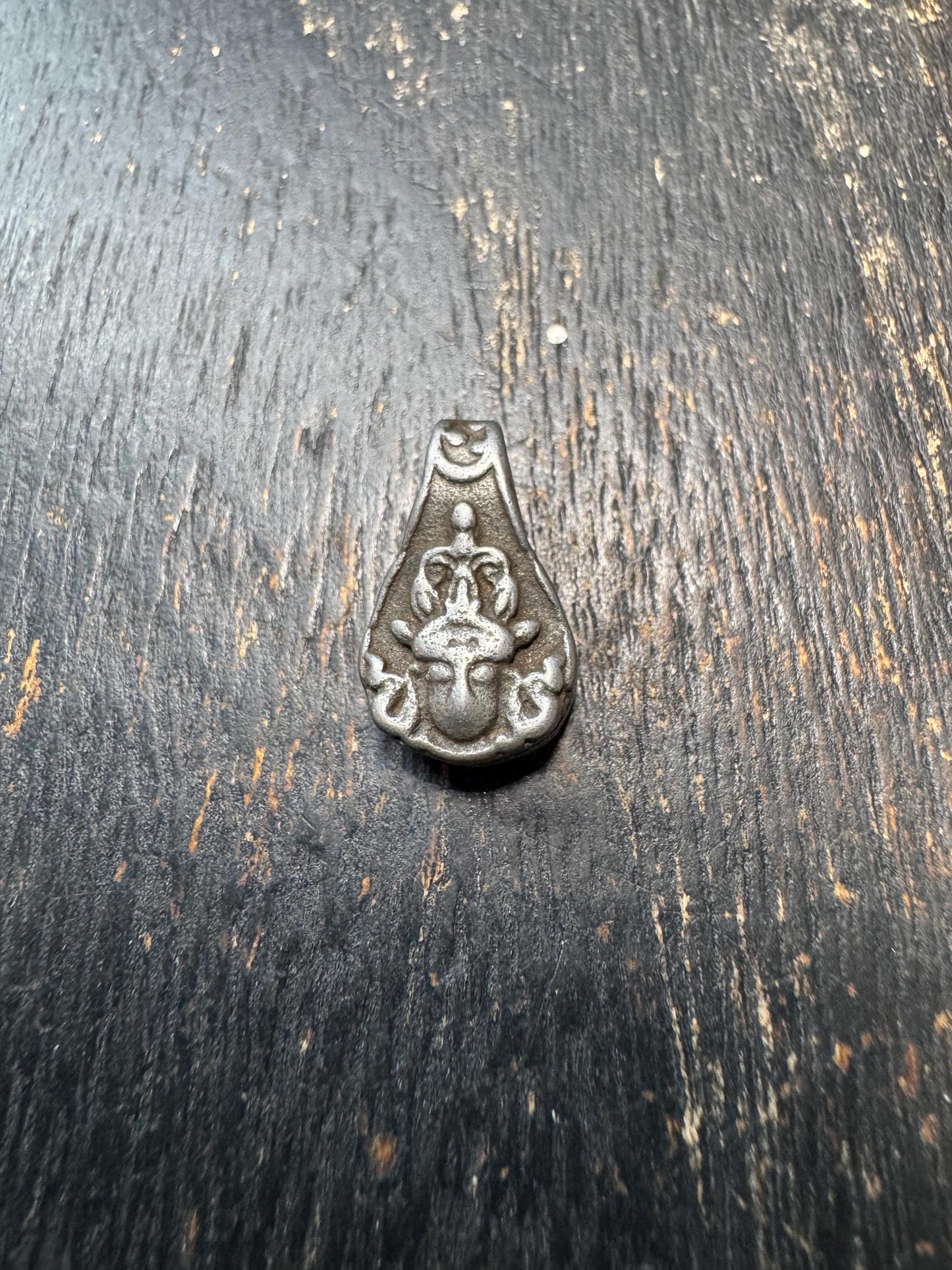 Tibetan Green Tara Amulet Bead – Thogchag Style Iron Pendant, Mini Protective Mala Component, Antique Buddhist Ritual Jewelry