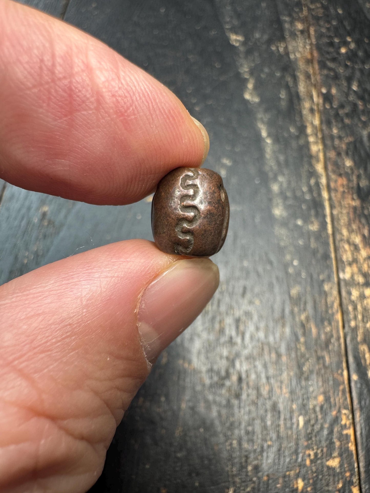 Vintage Tibetan Brass Skull Bead | Buddhist Mala Spacer Bead | Himalayan Amulet Talisman