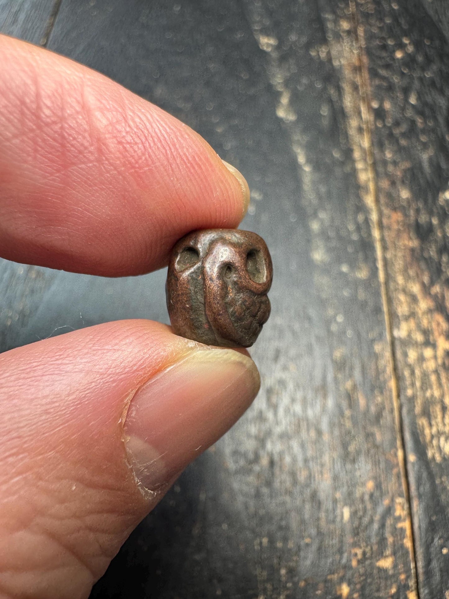 Vintage Tibetan Brass Skull Bead | Buddhist Mala Spacer Bead | Himalayan Amulet Talisman