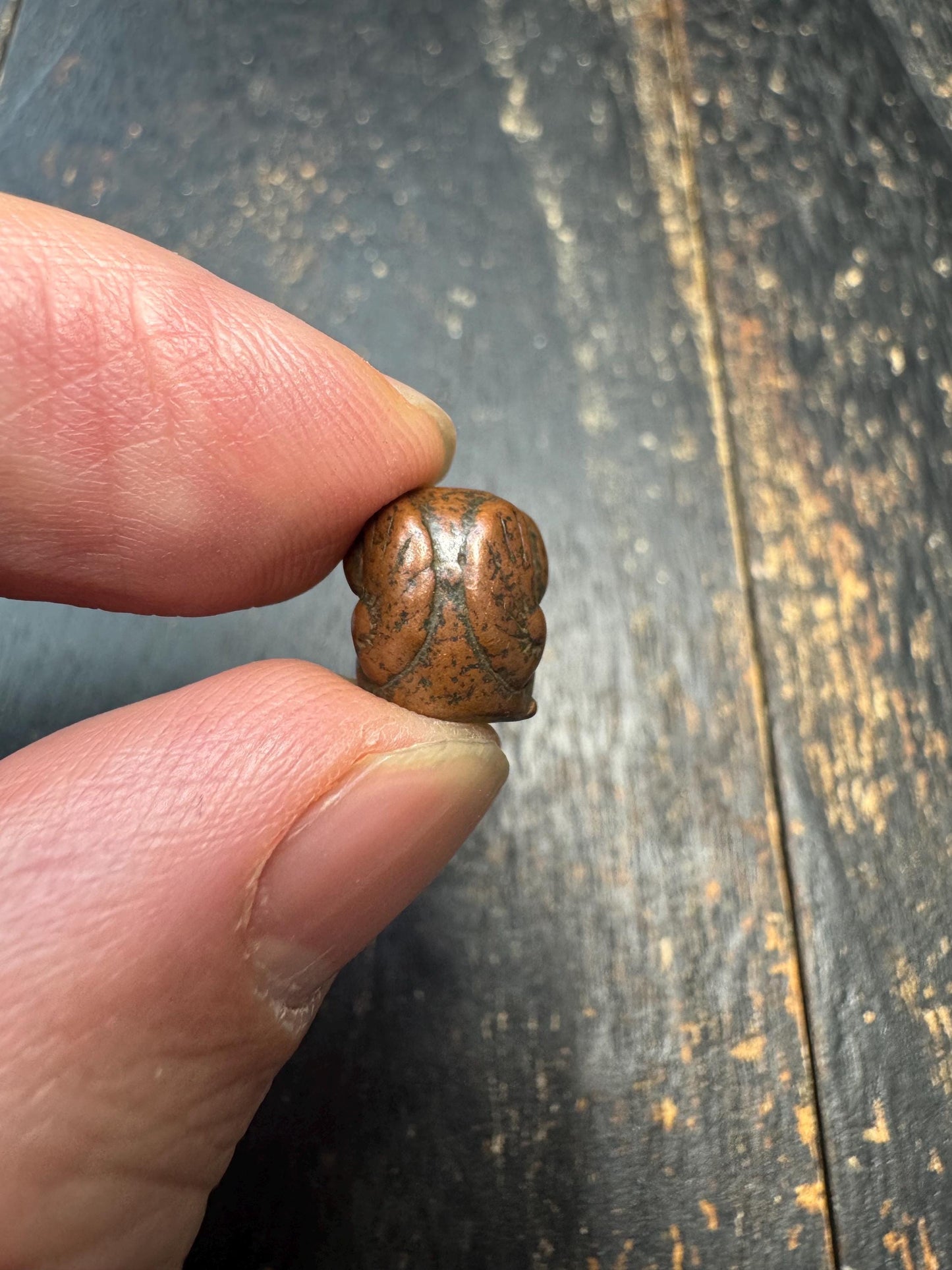 Hand Carved Brass Garuda Bead, Tibetan Himalayan Spacer Bead, Vintage Brass Bird Charm, Mala Making Supply, Protective Amulet Bead