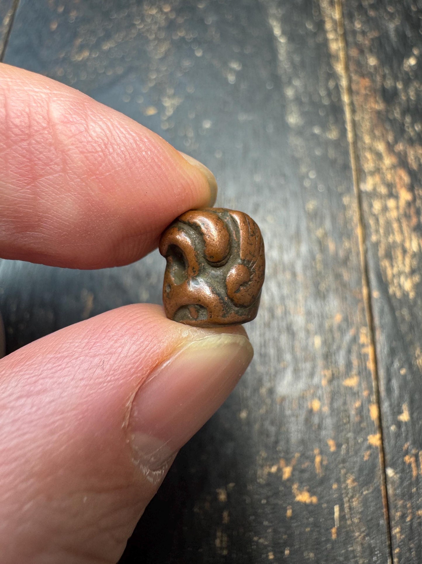 Hand Carved Brass Garuda Bead, Tibetan Himalayan Spacer Bead, Vintage Brass Bird Charm, Mala Making Supply, Protective Amulet Bead