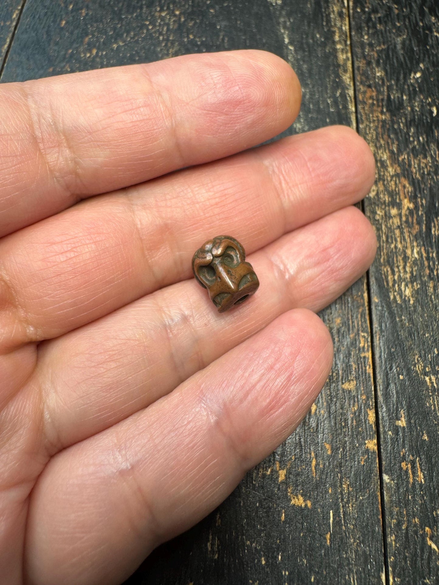 Hand Carved Brass Garuda Bead, Tibetan Himalayan Spacer Bead, Vintage Brass Bird Charm, Mala Making Supply, Protective Amulet Bead