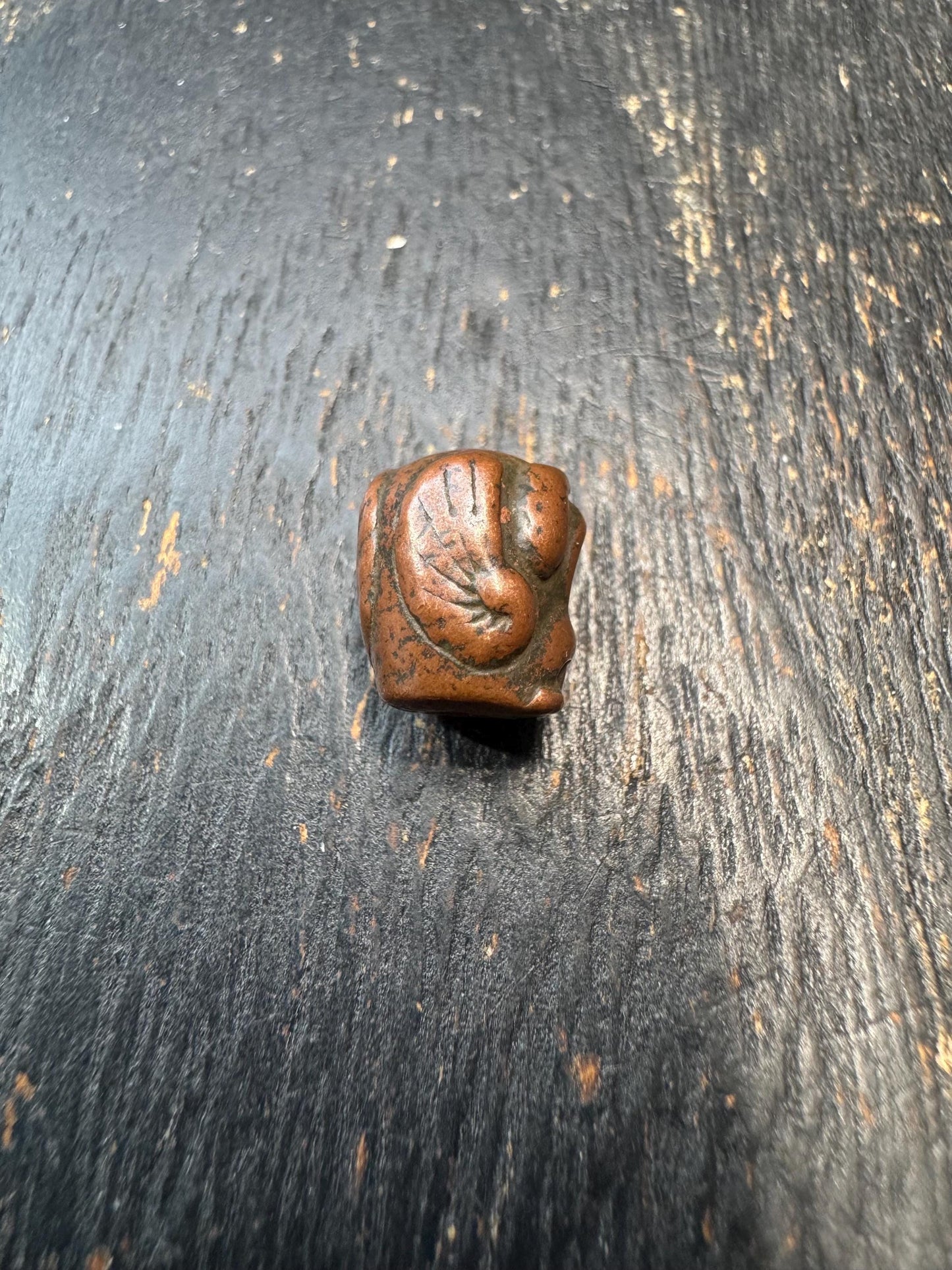 Hand Carved Brass Garuda Bead, Tibetan Himalayan Spacer Bead, Vintage Brass Bird Charm, Mala Making Supply, Protective Amulet Bead
