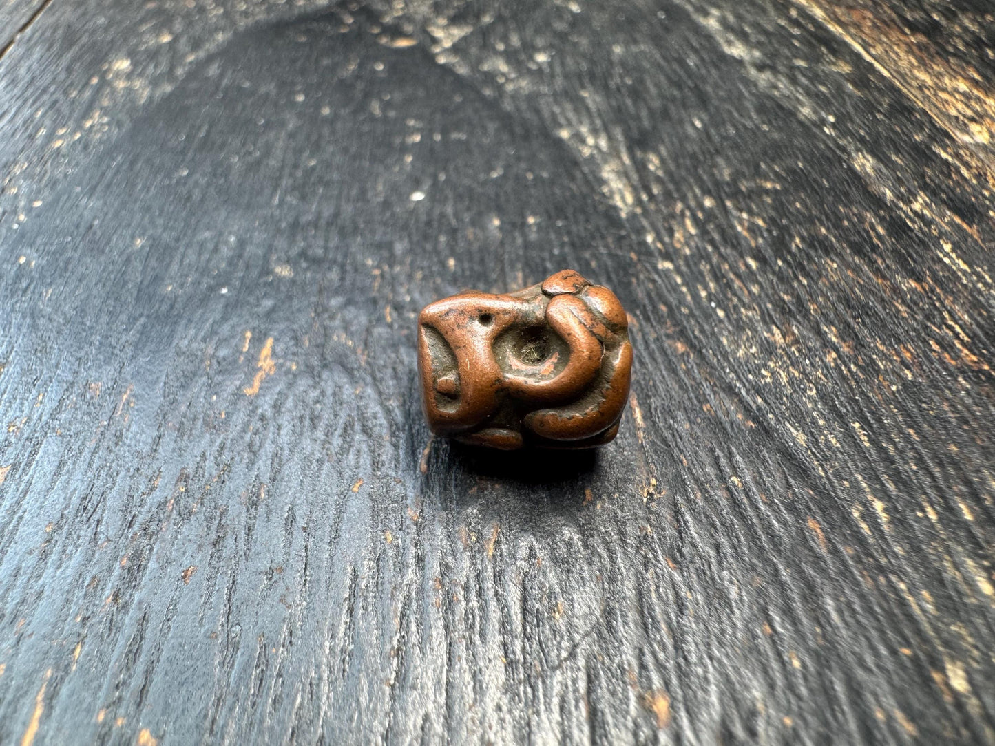 Hand Carved Brass Garuda Bead, Tibetan Himalayan Spacer Bead, Vintage Brass Bird Charm, Mala Making Supply, Protective Amulet Bead