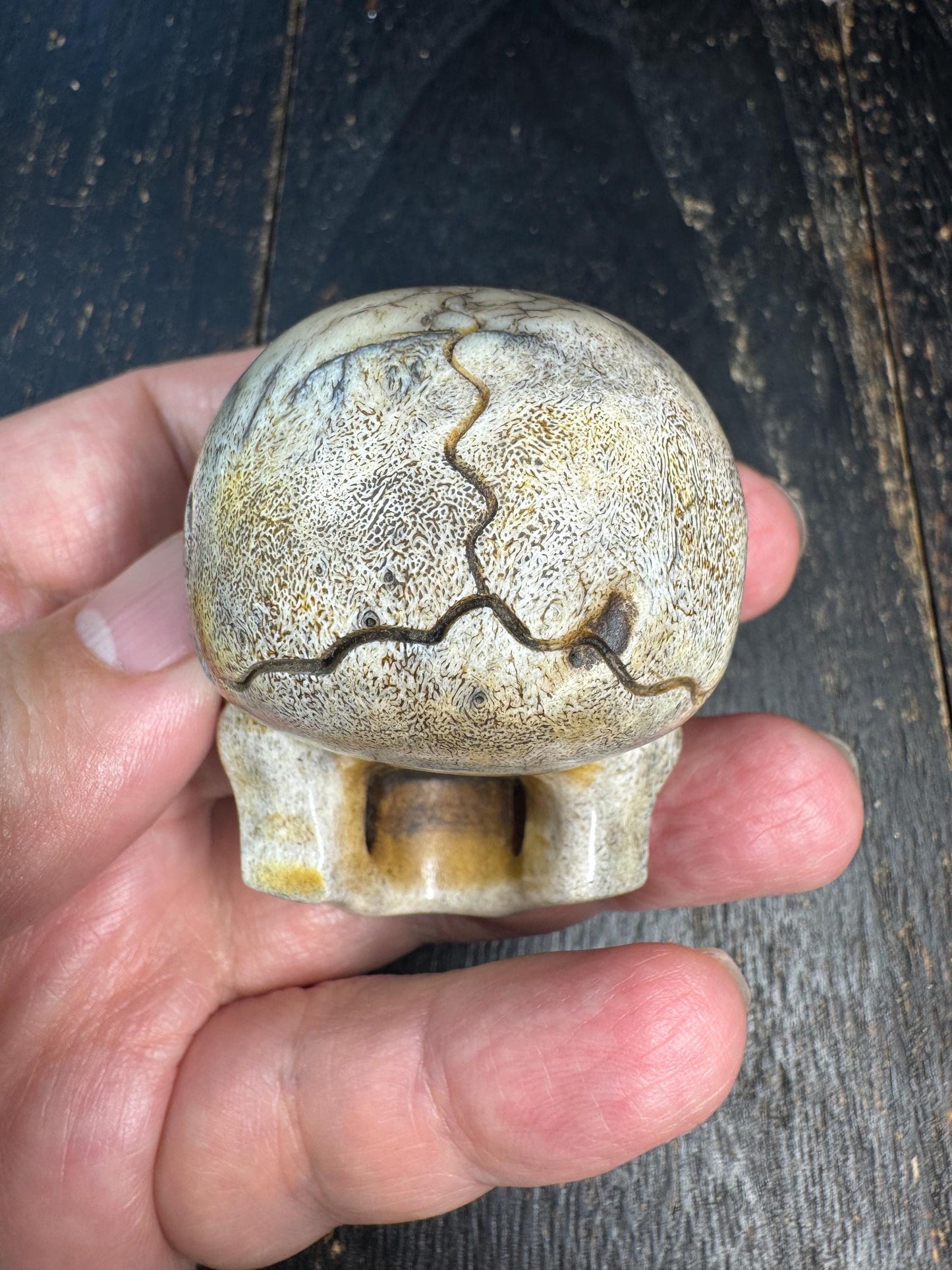 Large Hand Carved Deer Antler Skull Pendant, Tibetan Charnel Ground Style, Tantric Bone Carving, Himalayan Protection Amulet