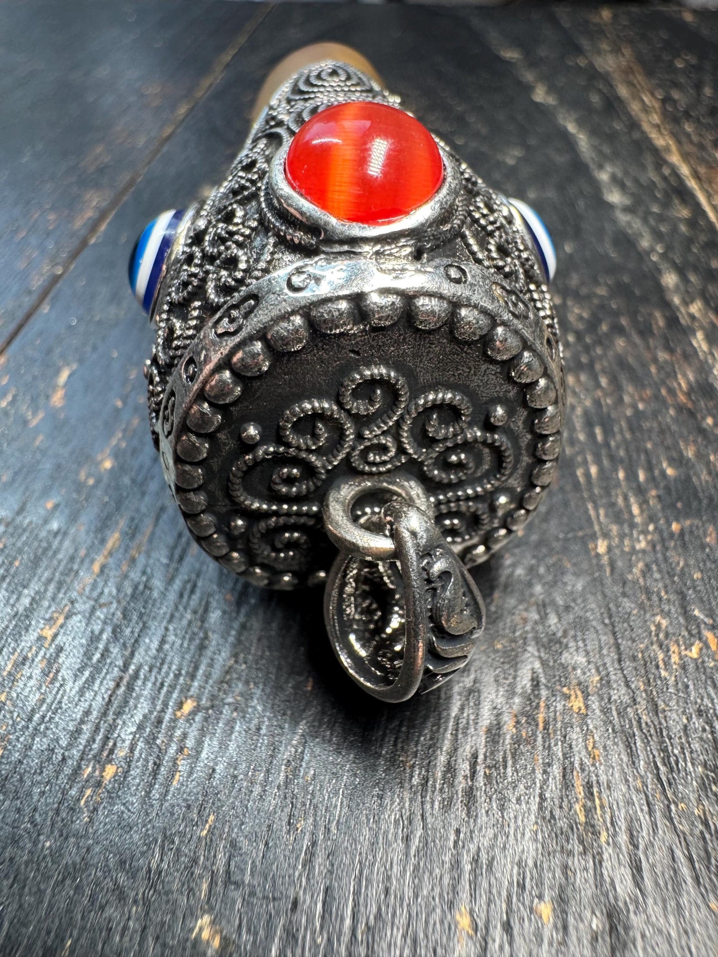 Handcrafted Horn Pendant with Brass Cap, Tribal Eagle Beak Design, Statement Talisman Necklace, Vintage Style Amulet