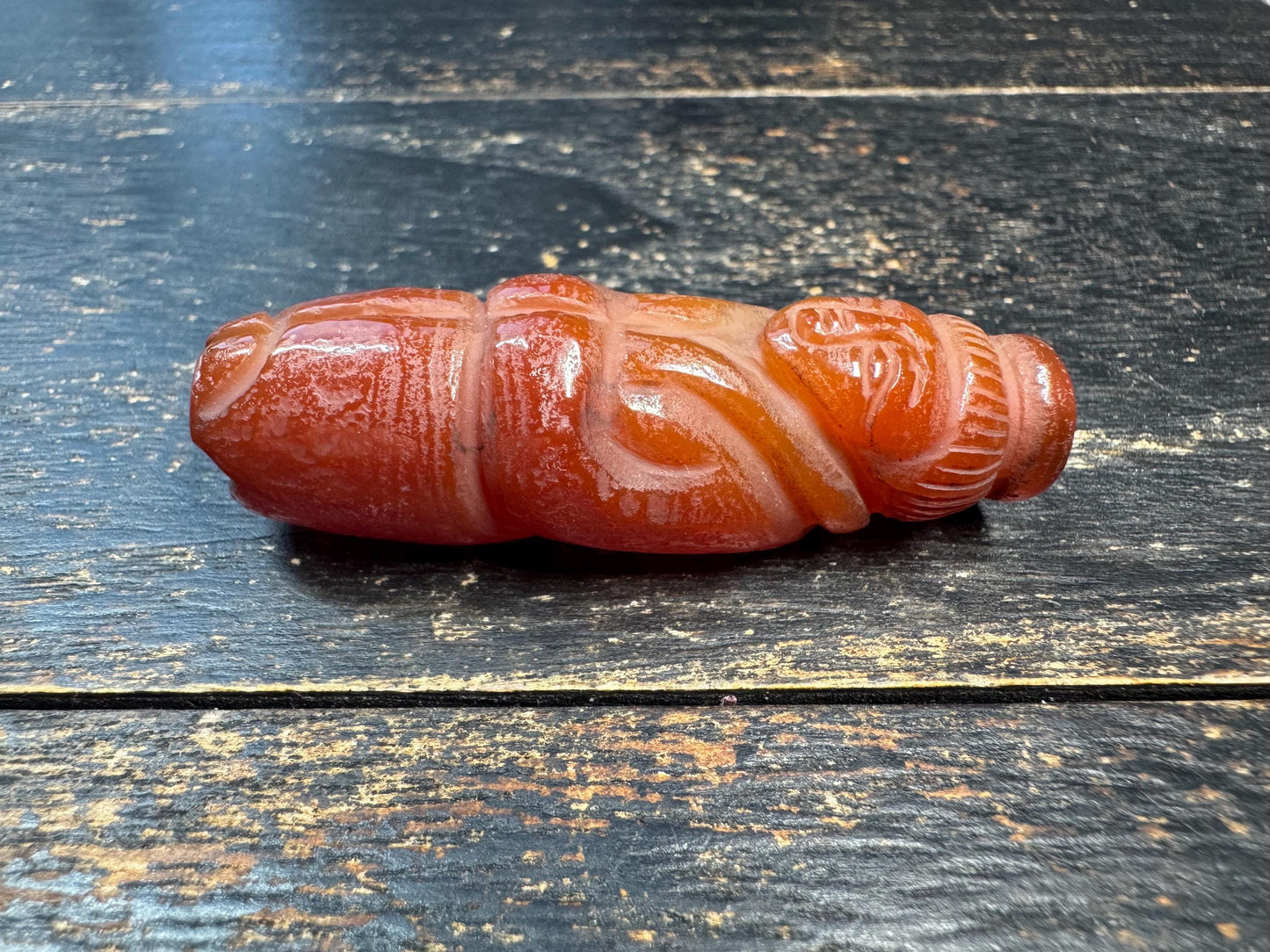 Hand Carved Carnelian Figurine Pendant, Red Agate Human Figure Bead, Tribal Style Stone Carving, Unique Collectible Charm