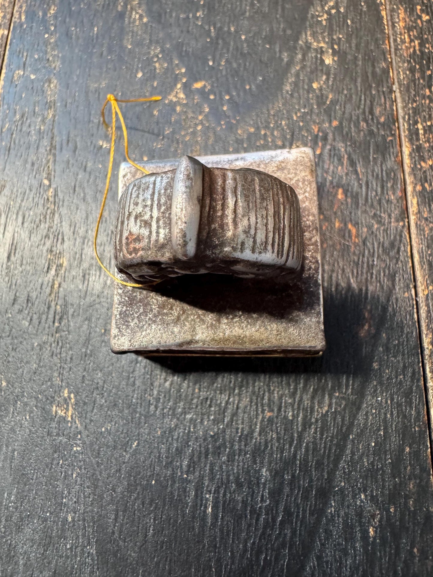 Vintage Tibetan Ritual Seal Stamp – Khyung Bird Handle, Iron Metal Buddhist Script Chop, Himalayan Antique Style Seal