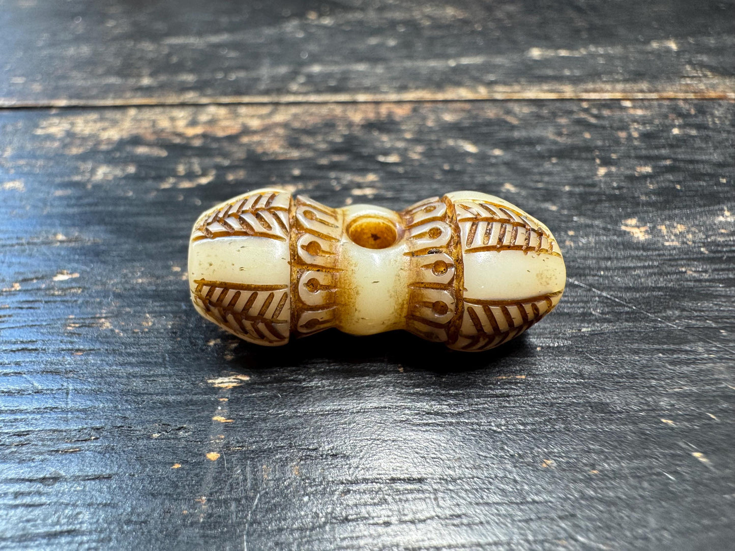 Hand Carved Yak Bone Vajra Bead, Tibetan Dorje Spacer Bead, Buddhist Mala Guru Bead, Spiritual Jewelry Supply