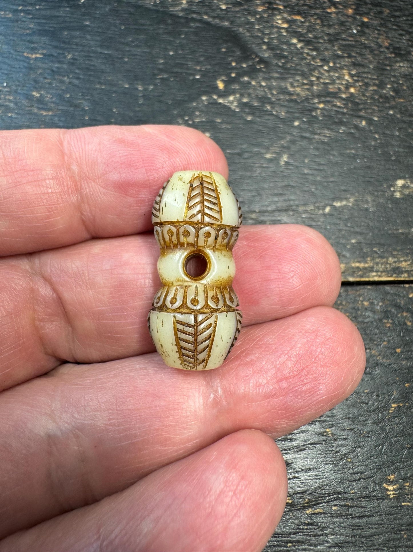 Hand Carved Yak Bone Vajra Bead, Tibetan Dorje Spacer Bead, Buddhist Mala Guru Bead, Spiritual Jewelry Supply