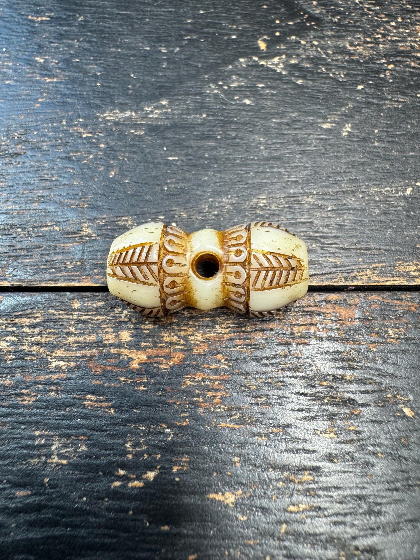 Hand Carved Yak Bone Vajra Bead, Tibetan Dorje Spacer Bead, Buddhist Mala Guru Bead, Spiritual Jewelry Supply