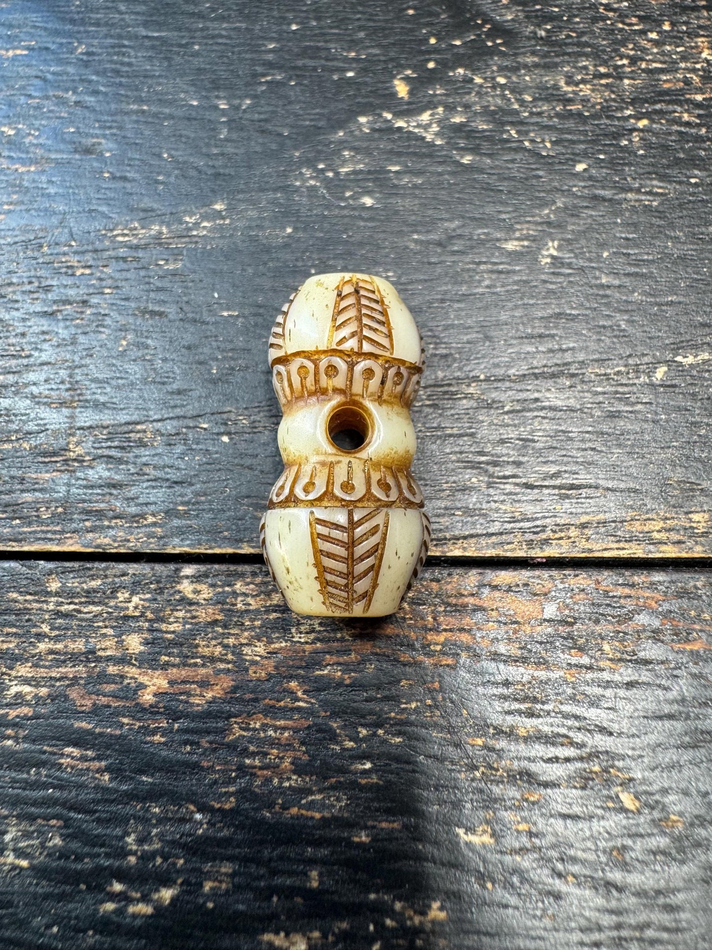 Hand Carved Yak Bone Vajra Bead, Tibetan Dorje Spacer Bead, Buddhist Mala Guru Bead, Spiritual Jewelry Supply