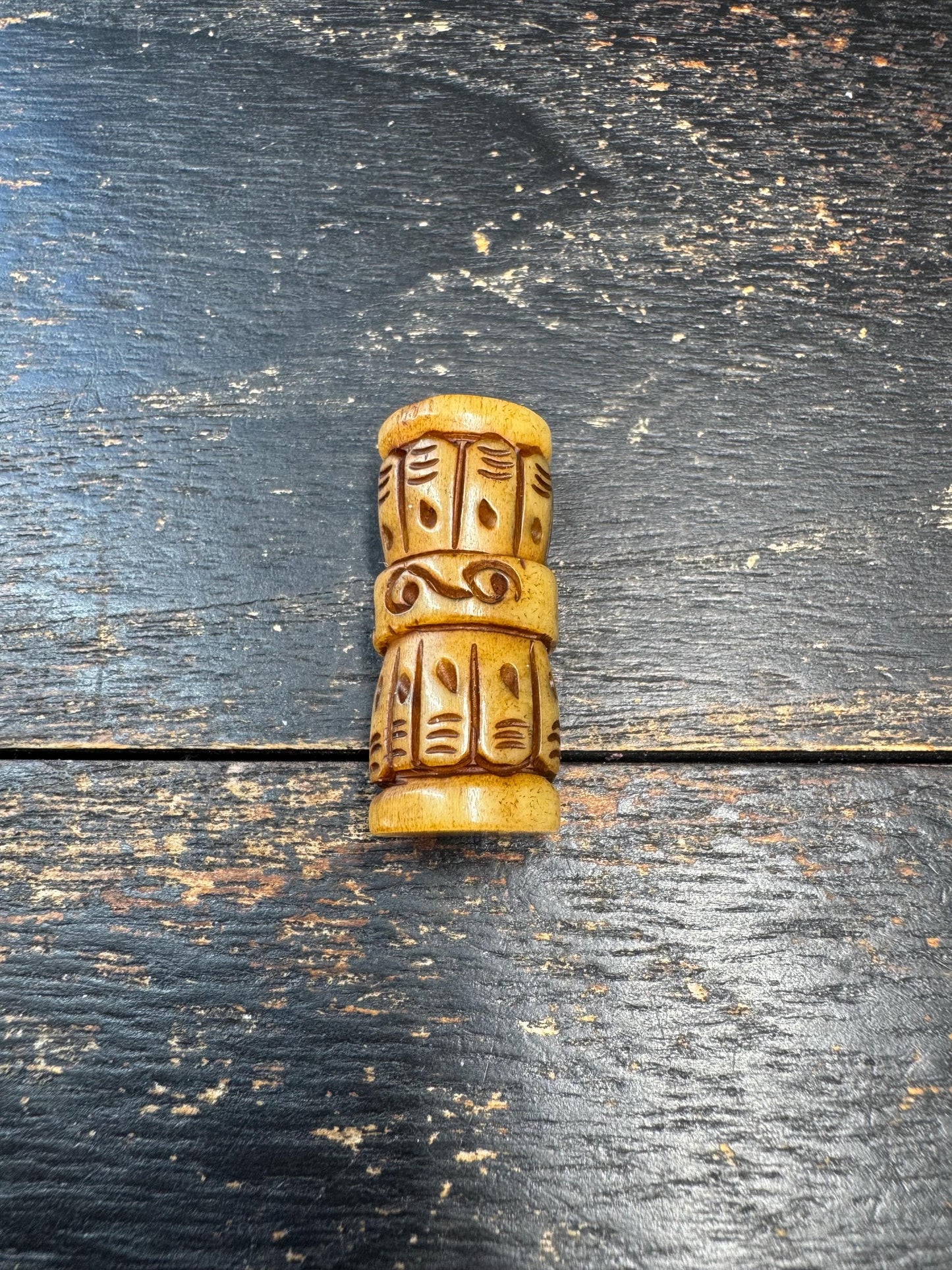 Hand Carved Yak Bone Vajra Guru Bead, Tibetan Dorje Center Bead, Tribal Carved Mala Bead, Buddhist Jewelry Supply