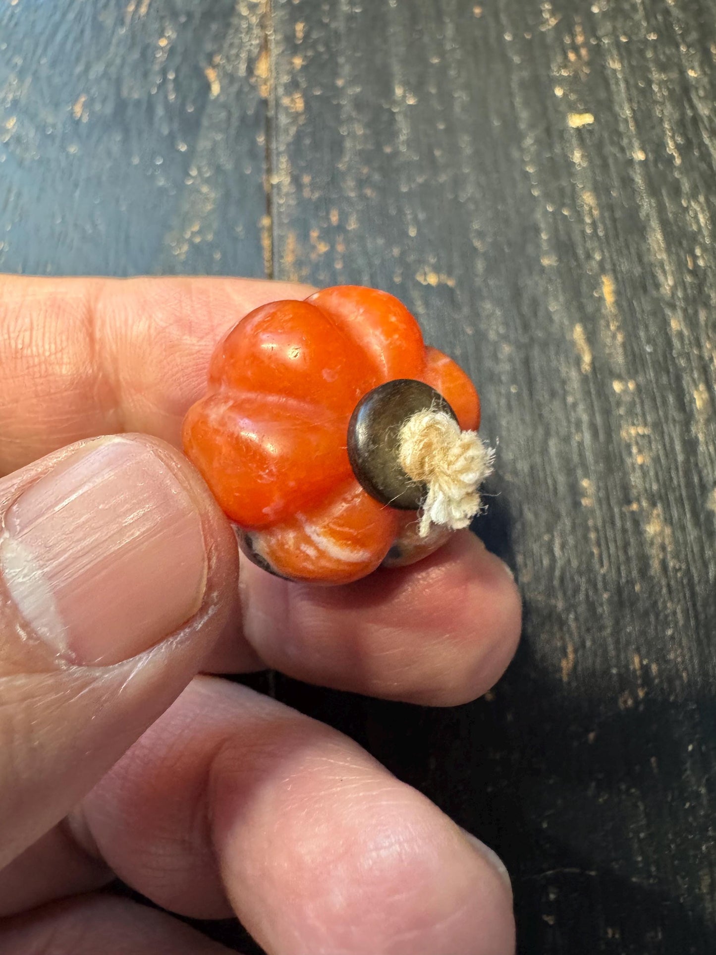 Natural Nanhong Agate Pumpkin Bead Pendant | Hand Carved Red Agate Guru Bead | Unique Statement Jewelry Supply | One of a Kind