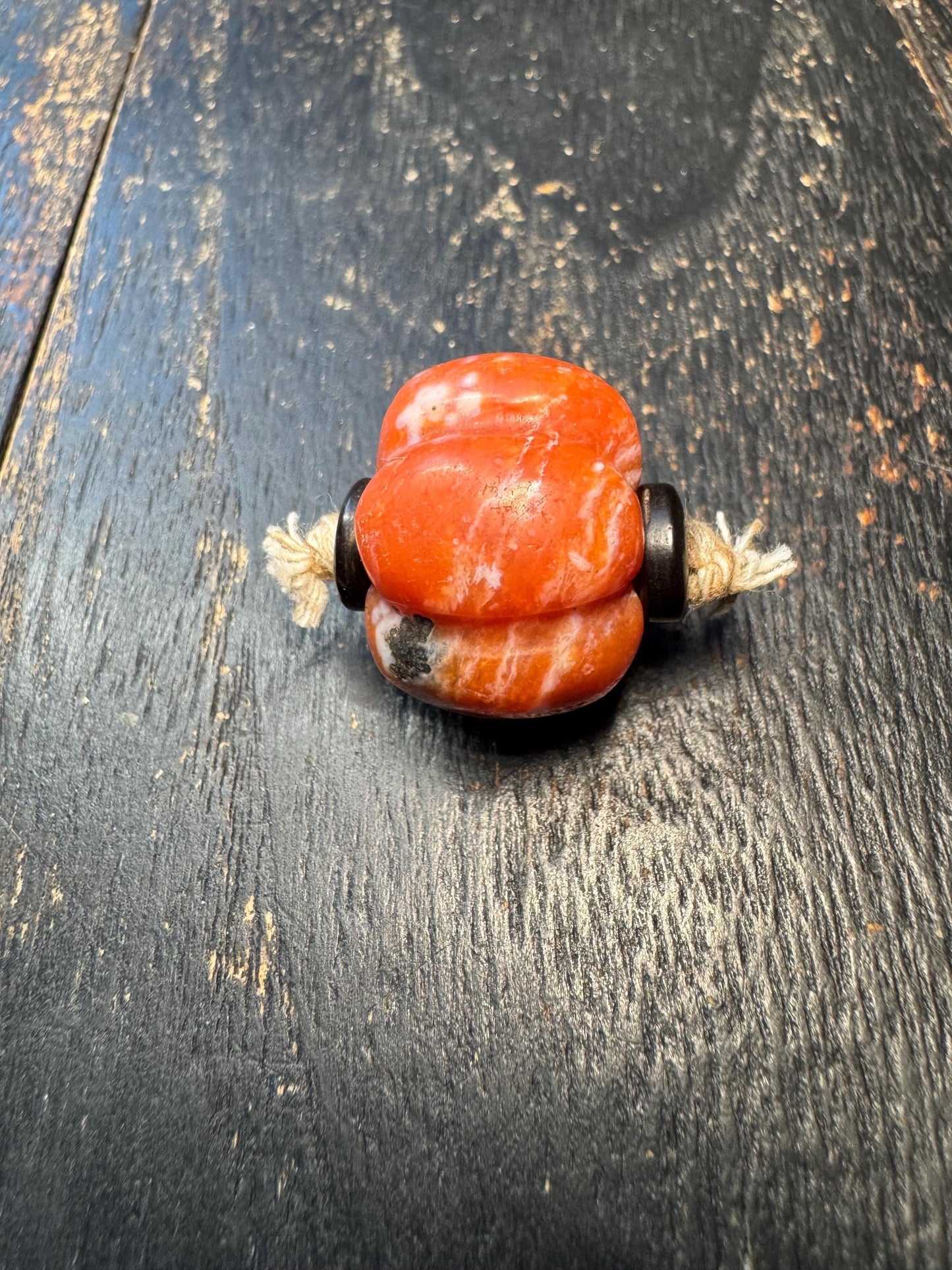 Natural Nanhong Agate Pumpkin Bead Pendant | Hand Carved Red Agate Guru Bead | Unique Statement Jewelry Supply | One of a Kind