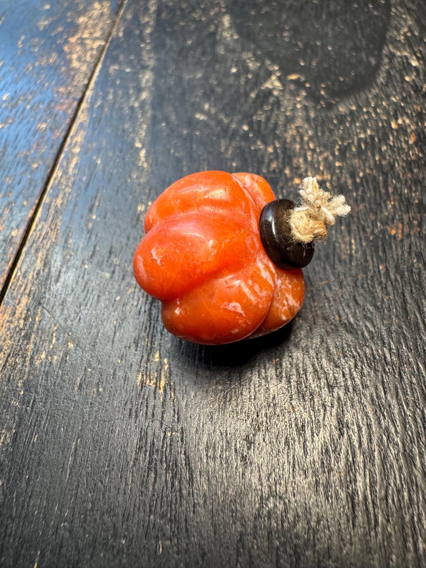 Natural Nanhong Agate Pumpkin Bead Pendant | Hand Carved Red Agate Guru Bead | Unique Statement Jewelry Supply | One of a Kind