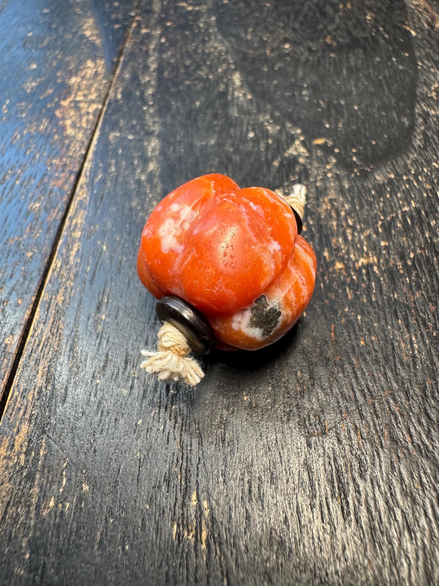 Natural Nanhong Agate Pumpkin Bead Pendant | Hand Carved Red Agate Guru Bead | Unique Statement Jewelry Supply | One of a Kind