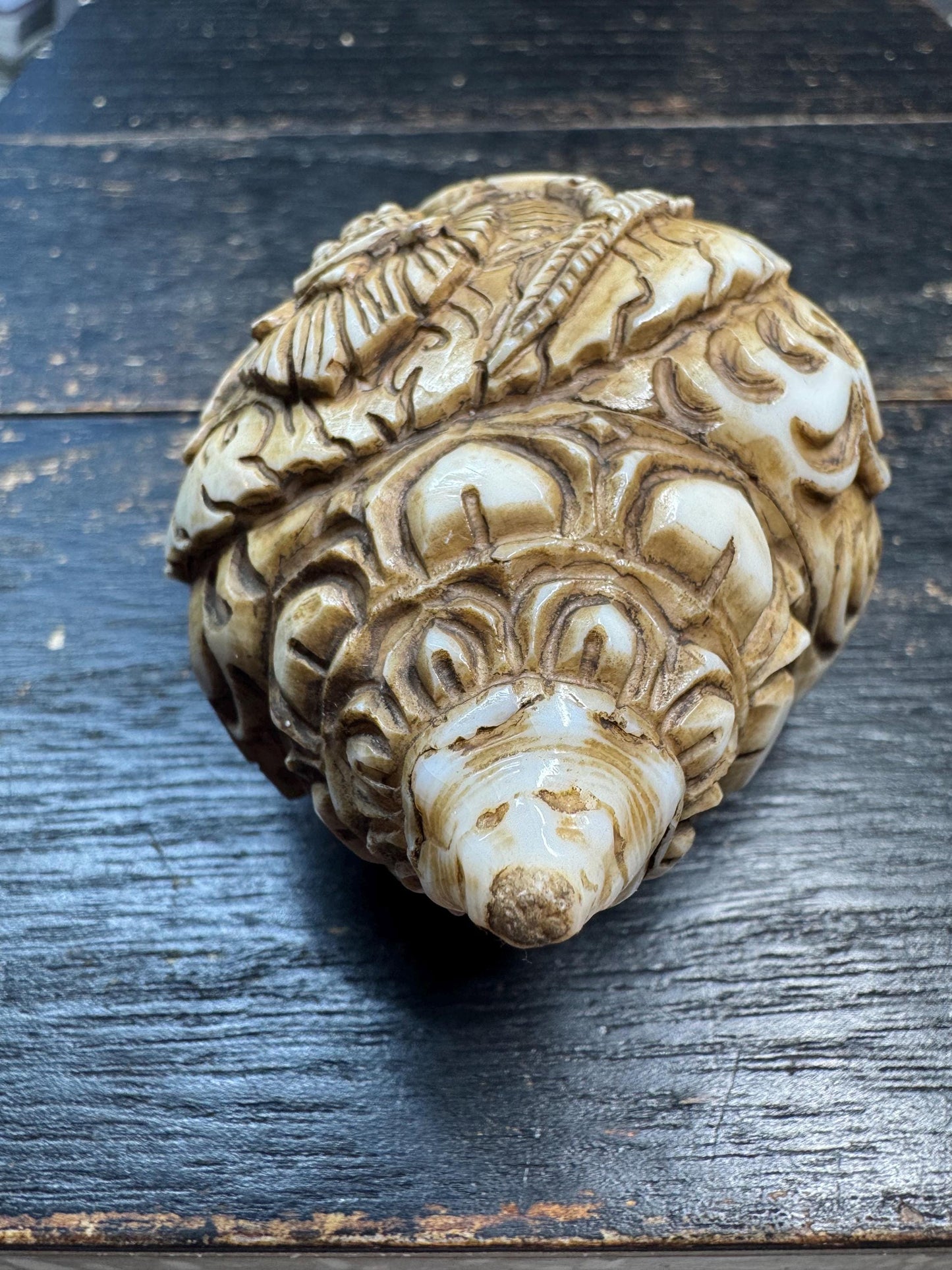 Hand Carved Tibetan Conch Shell Mahakala | Wrathful Deity Sculpture | Himalayan Buddhist Protector | Ritual Altar Decor | Rare Skull Form