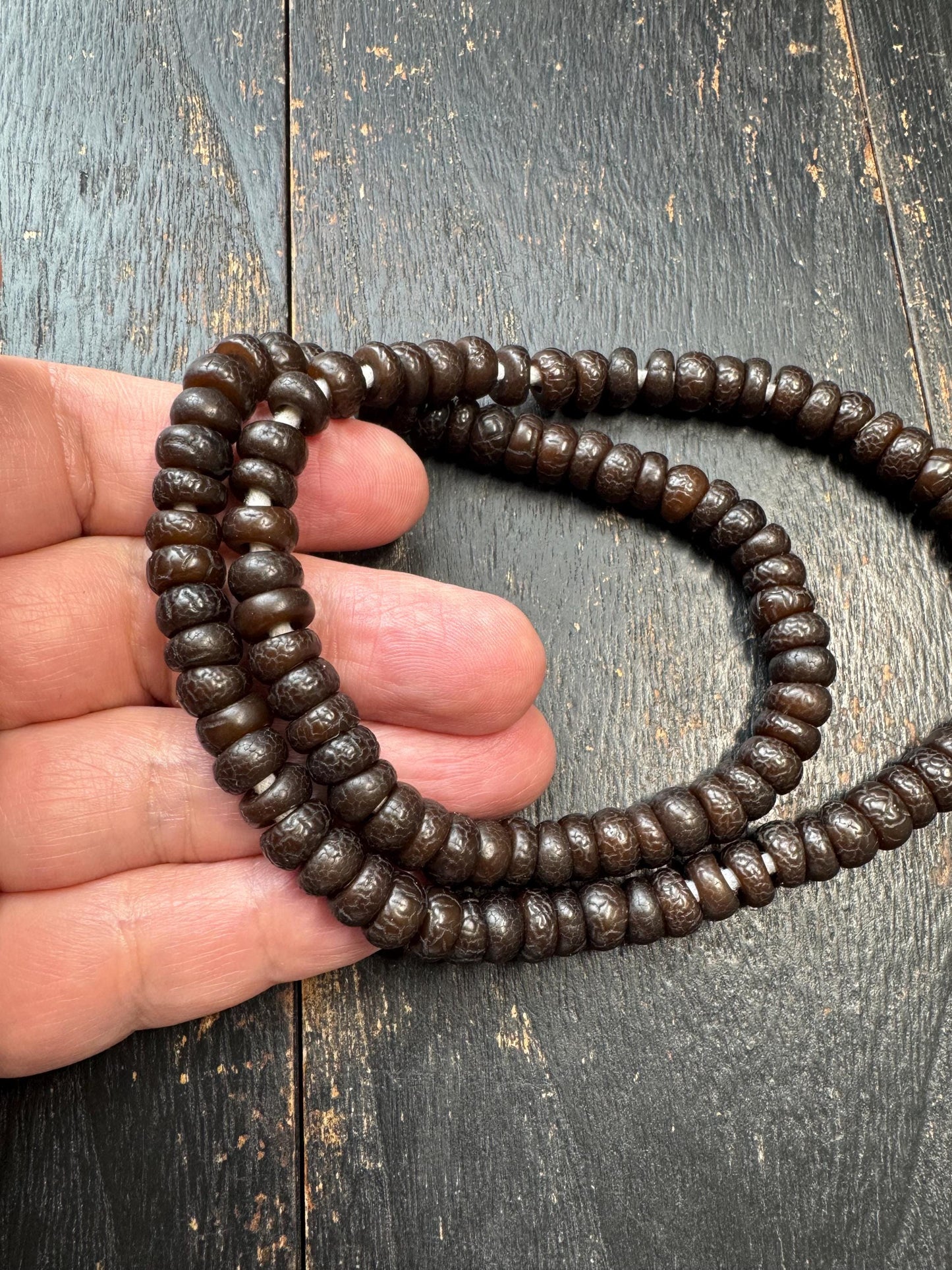 108 Bead 8mm Bodhi Root Mala Necklace | Natural Dark Patina Bodhi Seed Beads | Meditation Mala | 20 Inches | Handmade Jewelry