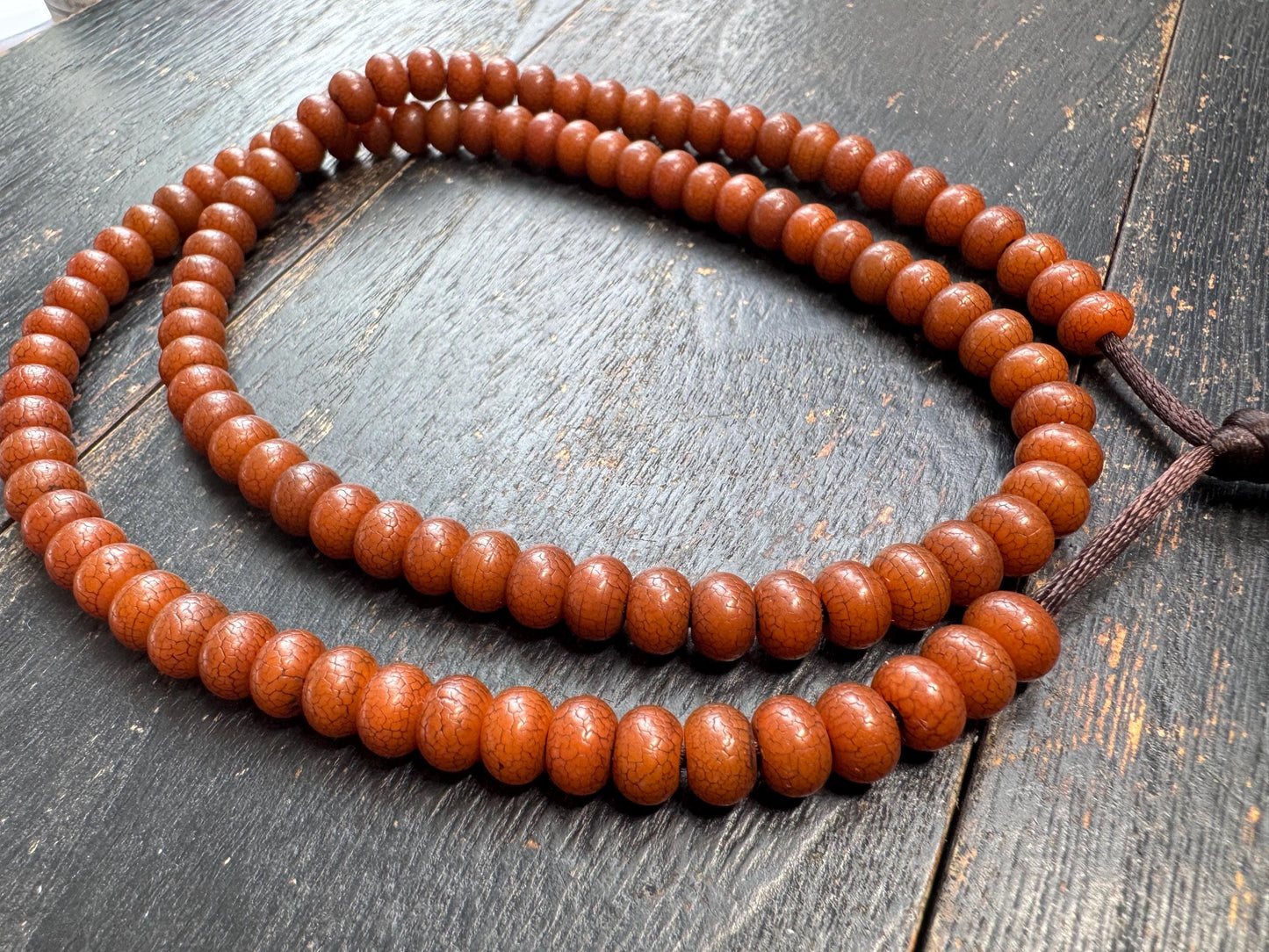 108 Bead 8mm Bodhi Root Mala Necklace | Natural Dark Patina Bodhi Seed Beads | Meditation Mala | 22 Inches | Handmade Jewelry