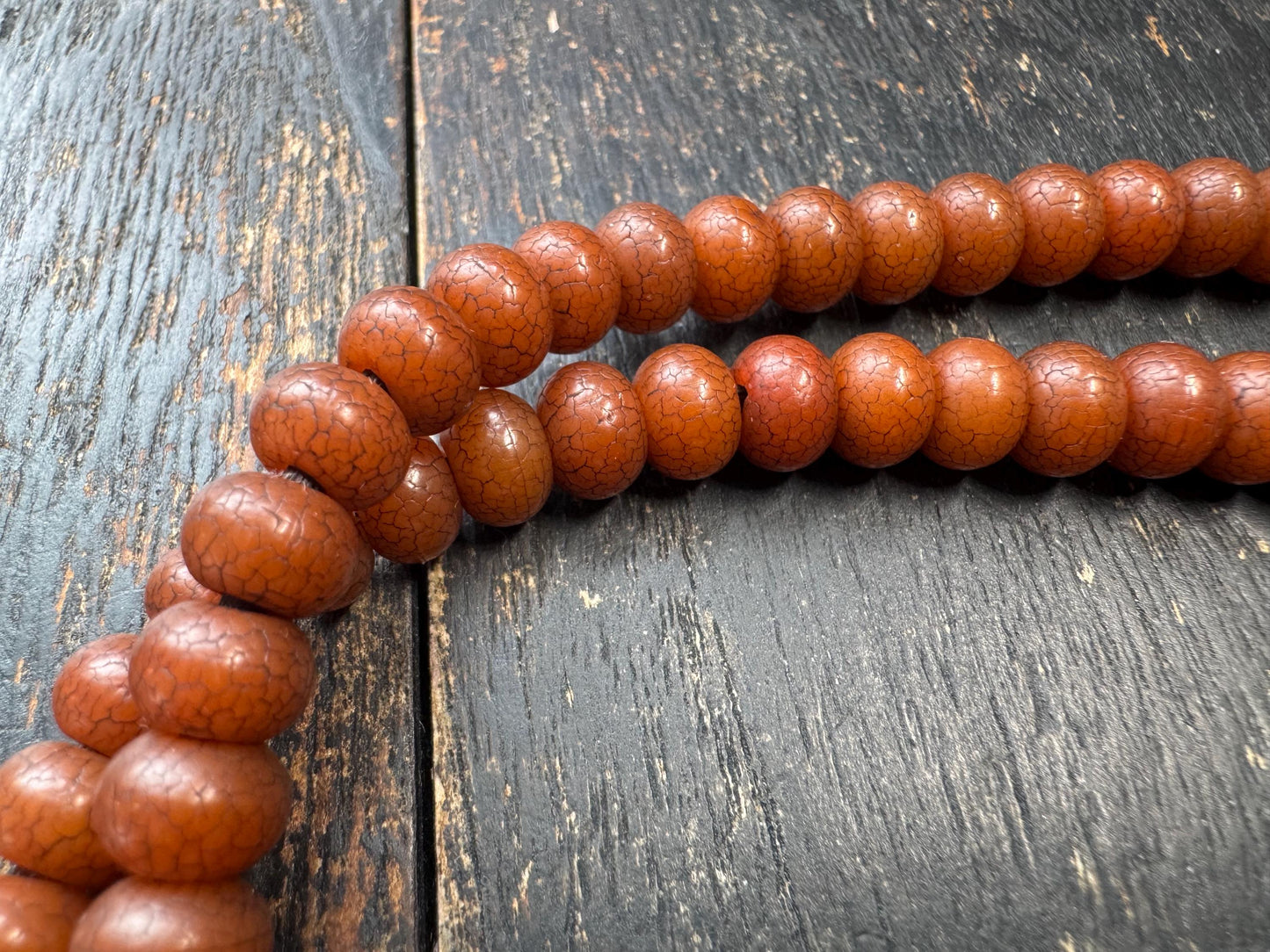 108 Bead 8mm Bodhi Root Mala Necklace | Natural Dark Patina Bodhi Seed Beads | Meditation Mala | 22 Inches | Handmade Jewelry