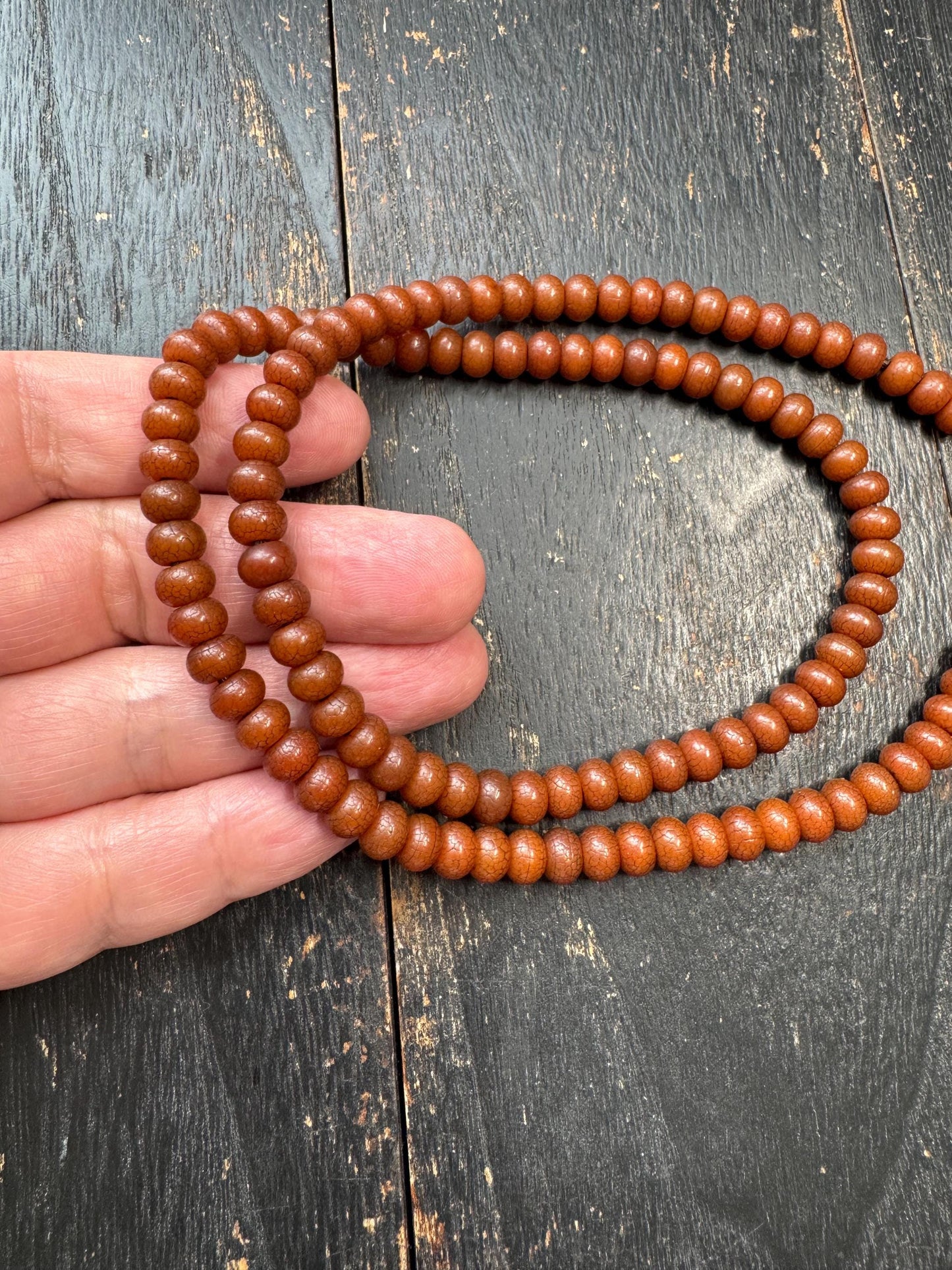 108 Bead 8mm Bodhi Root Mala Necklace | Natural Dark Patina Bodhi Seed Beads | Meditation Mala | 22 Inches | Handmade Jewelry