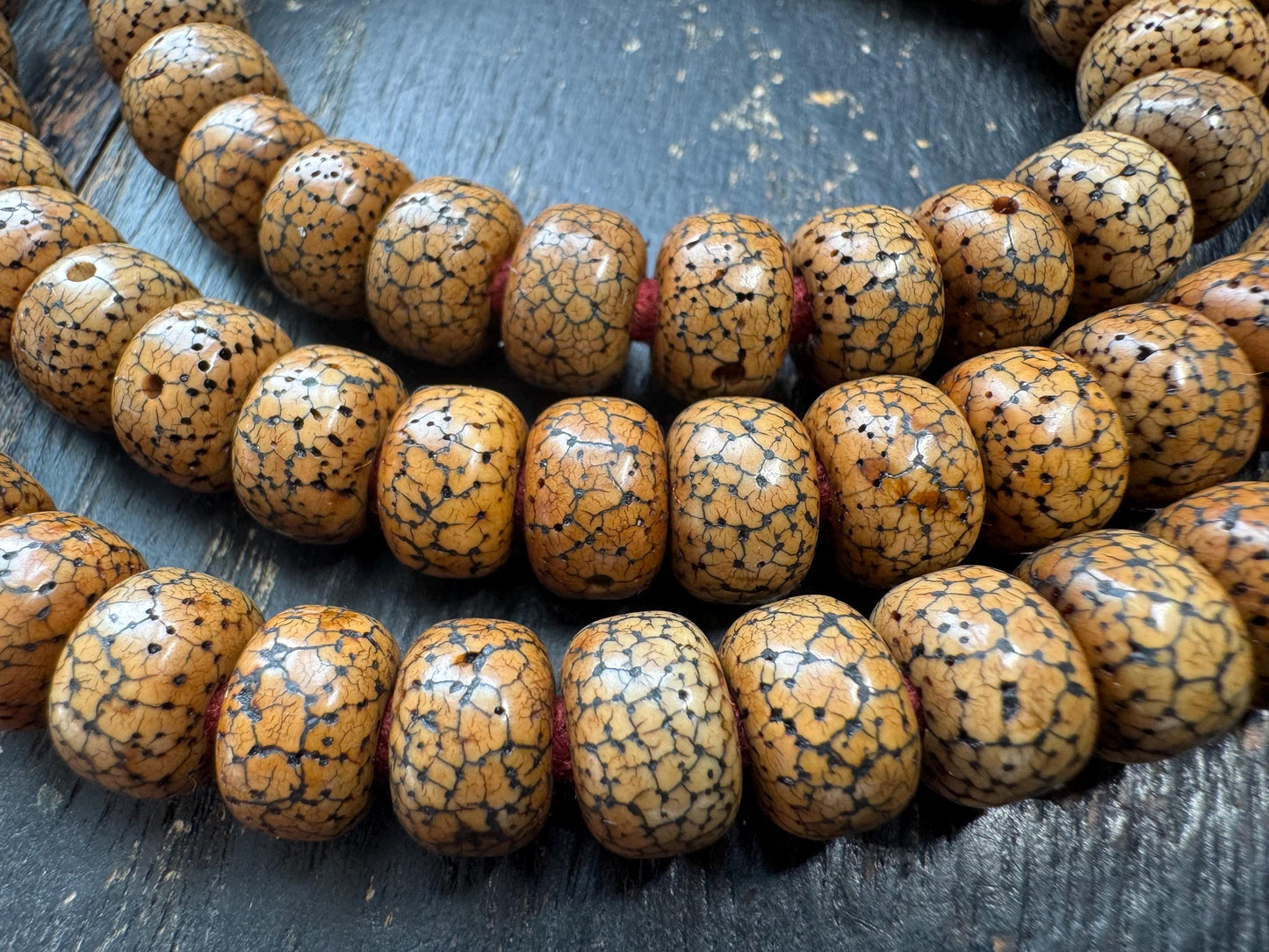 108 Bead 10mm Bodhi Seed Mala Necklace | Star Moon Bodhi Mala | Natural Patina Prayer Beads | 32 Inches | Meditation Jewelry