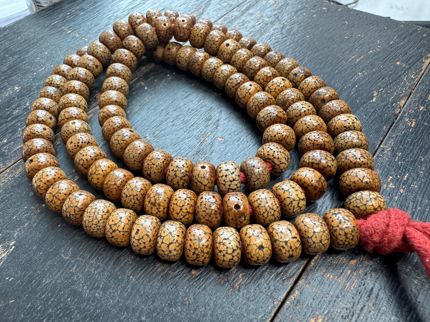 108 Bead 10mm Bodhi Seed Mala Necklace | Star Moon Bodhi Mala | Natural Patina Prayer Beads | 32 Inches | Meditation Jewelry
