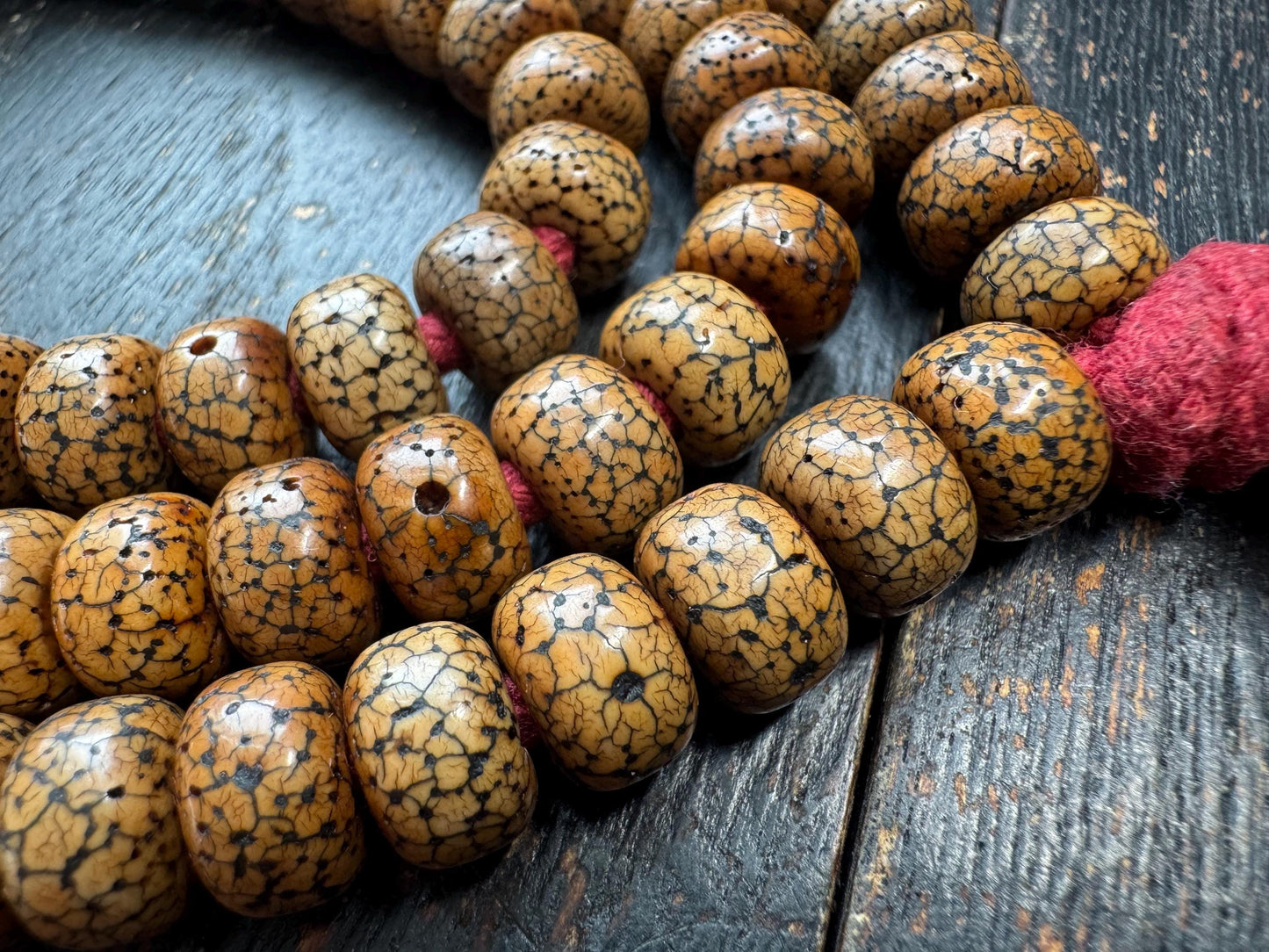 108 Bead 10mm Bodhi Seed Mala Necklace | Star Moon Bodhi Mala | Natural Patina Prayer Beads | 32 Inches | Meditation Jewelry