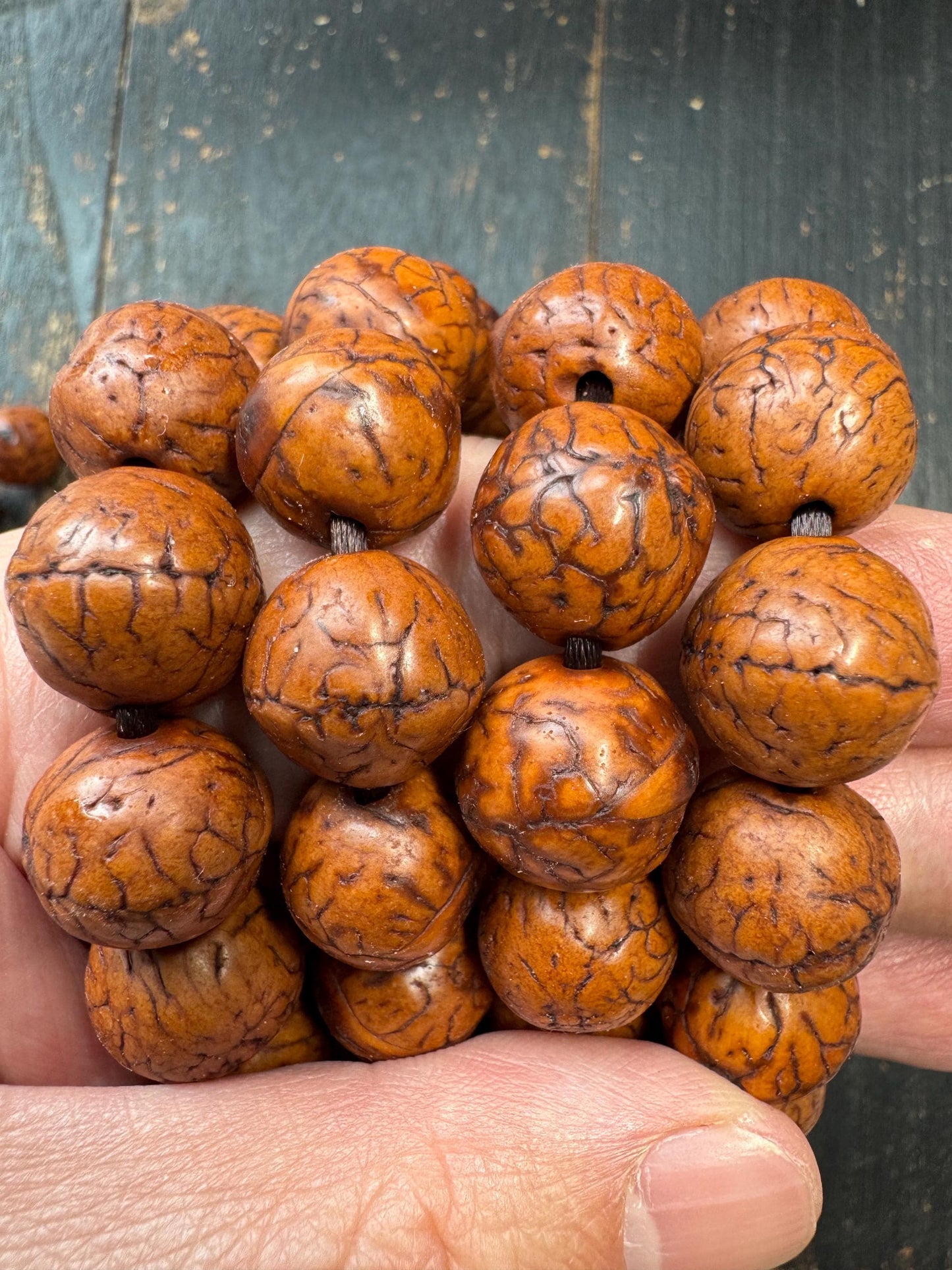 108 Bead 14mm Fengyan Bodhi Seed Mala Necklace | Large Phoenix Eye Bodhi | Natural Patina Prayer Beads | 60 Inches Long | One of a Kind