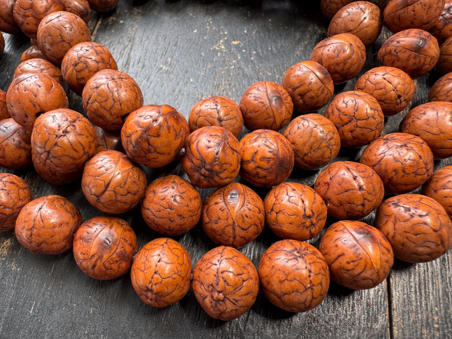 108 Bead 14mm Fengyan Bodhi Seed Mala Necklace | Large Phoenix Eye Bodhi | Natural Patina Prayer Beads | 60 Inches Long | One of a Kind